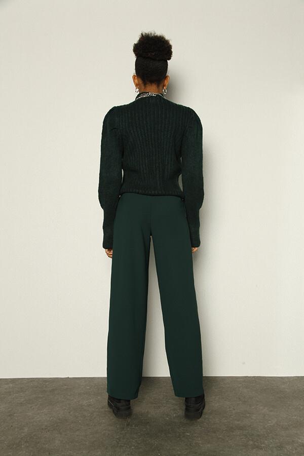 Palazzo Kesim Yüksek Bel Palasia Pantolon Yeşil