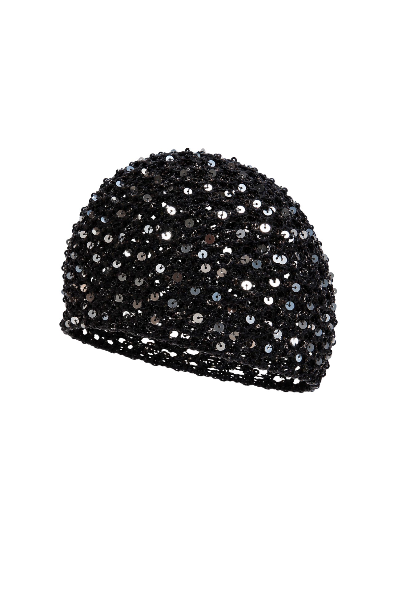 Payetli Örgü Siyah Cap