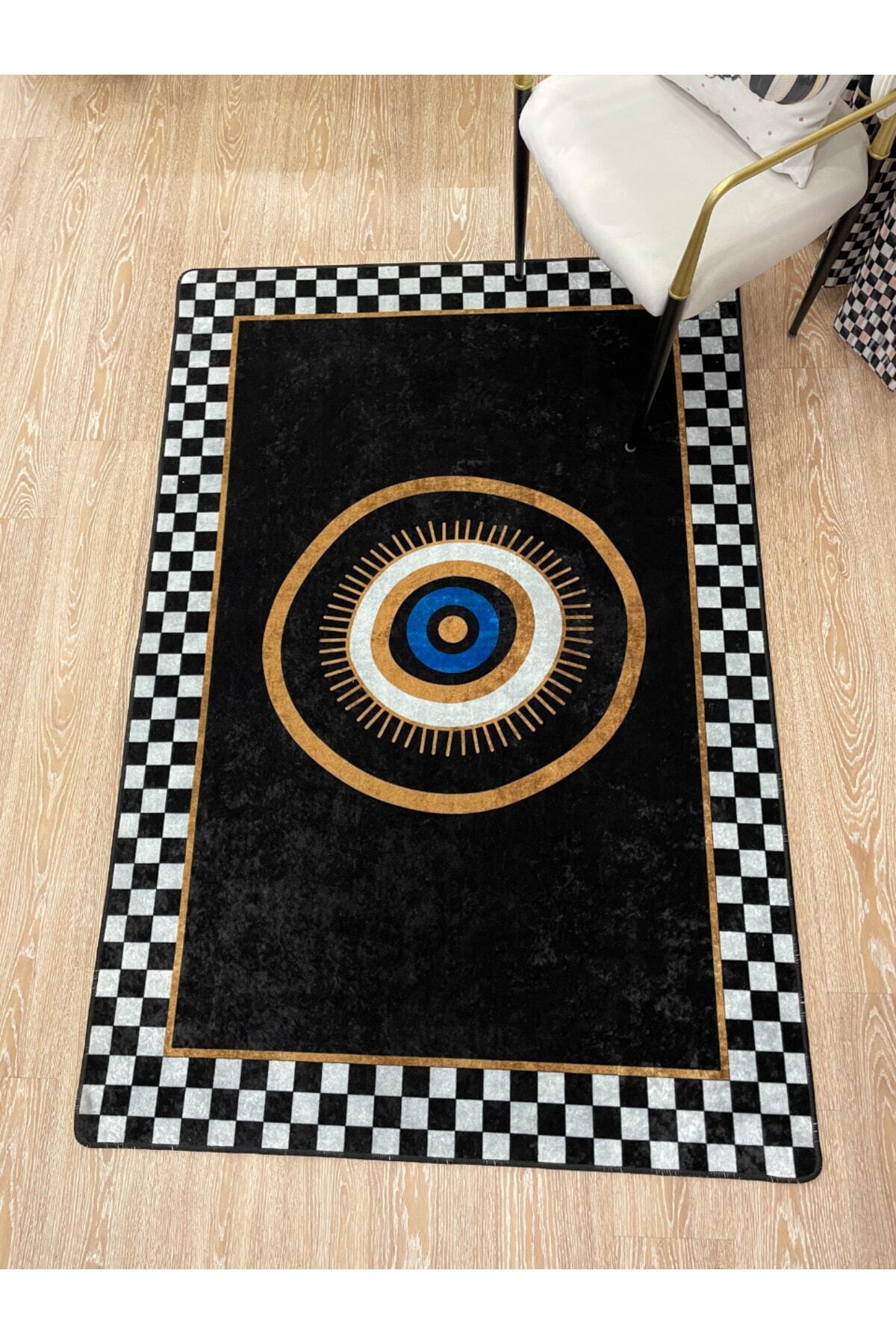 Damalı Desen Deri Taban Dekoratif Halı