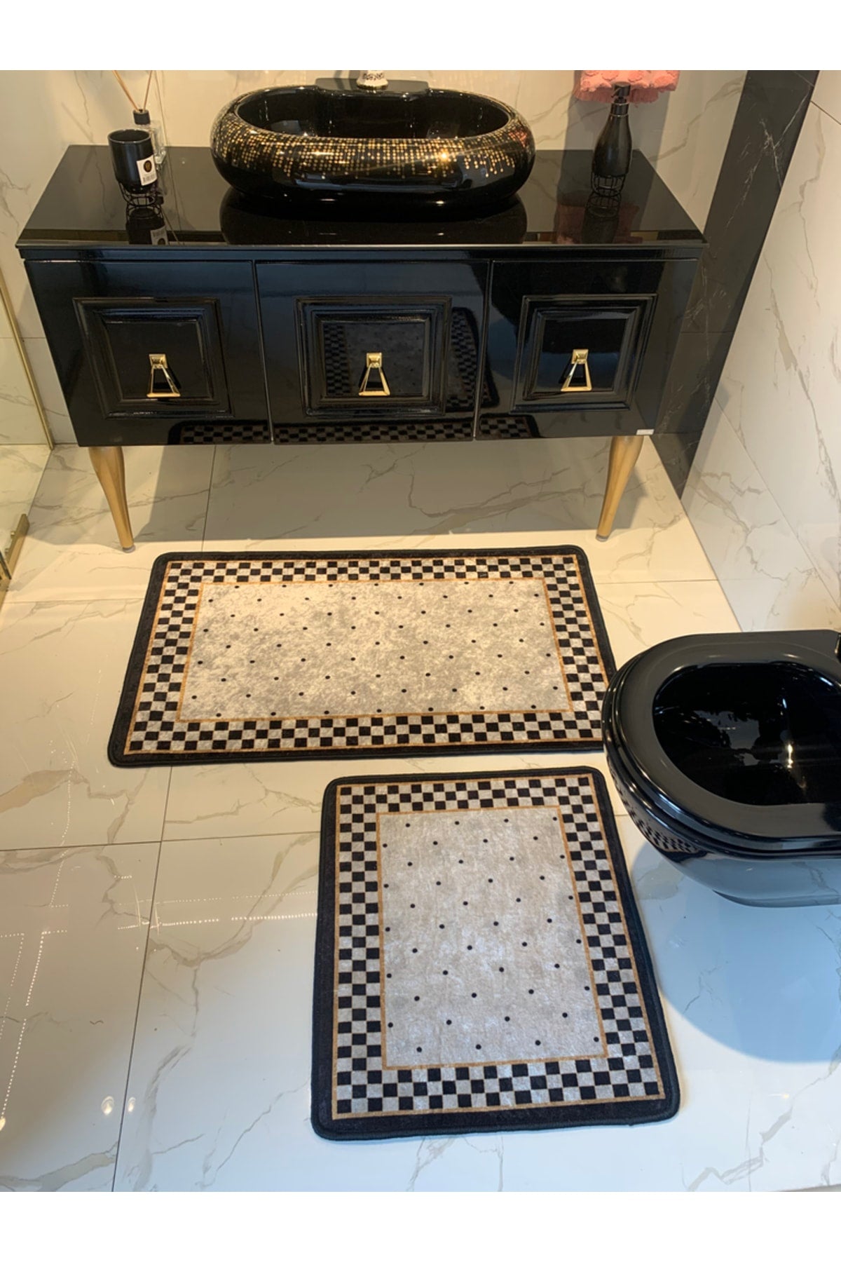 Rasel Model 2'li Lateks Kaymaz Taban Banyo Paspas Takımı Ebat (60X100 - 60X50)