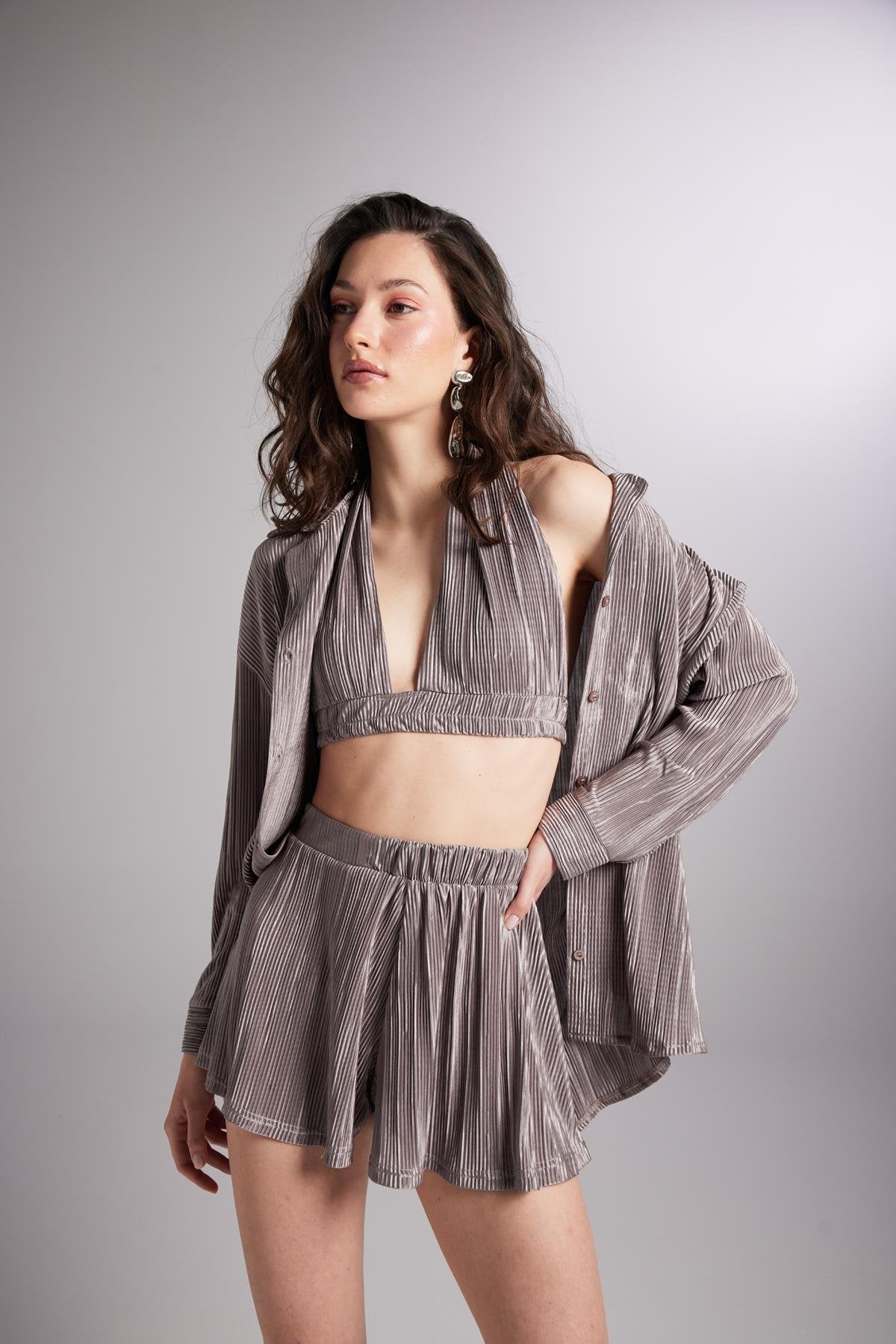 Beli Lastikli Bağlamalı Comfy Büstiyer Vizon