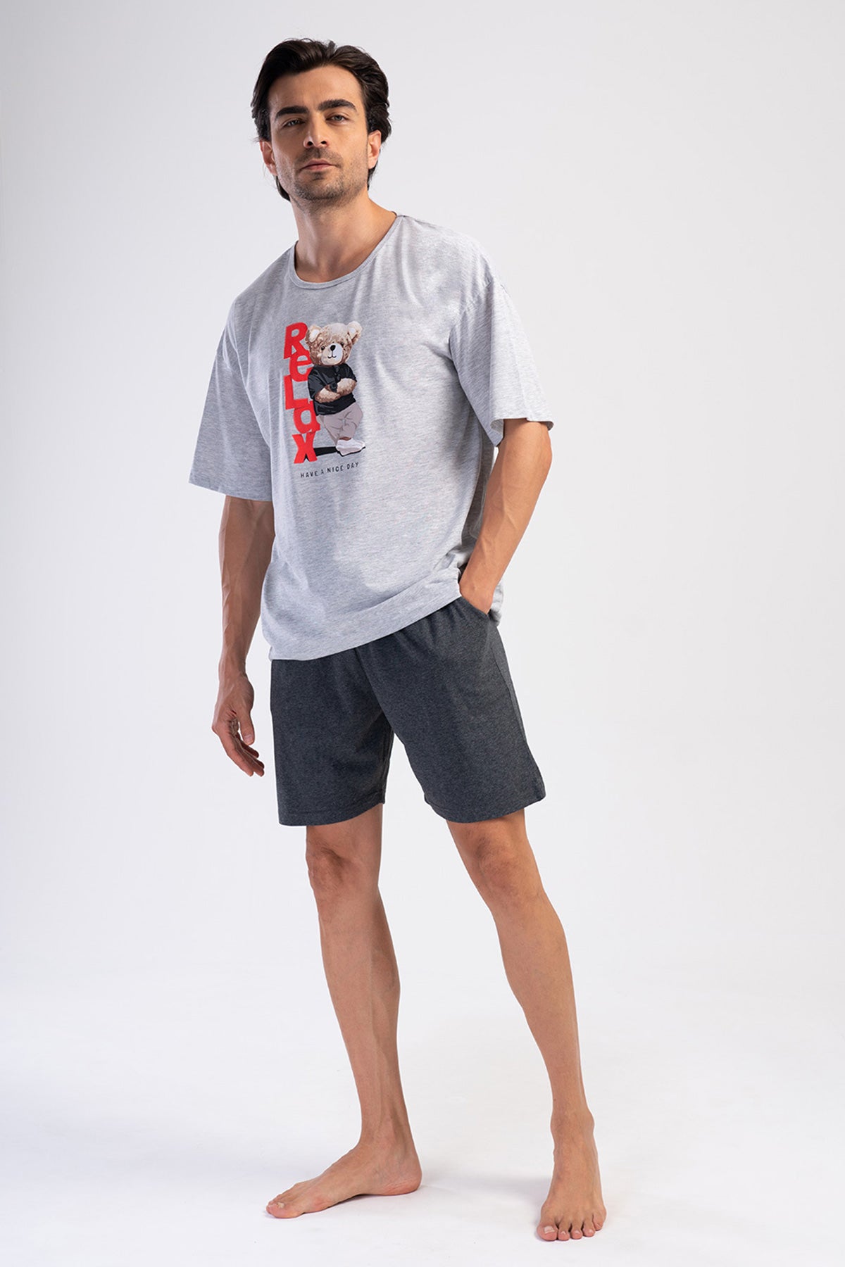 CEPLI ERKEK P.SUPREM O YAKA DUSUK OMUZLU KISA KOL SORT TAKIM