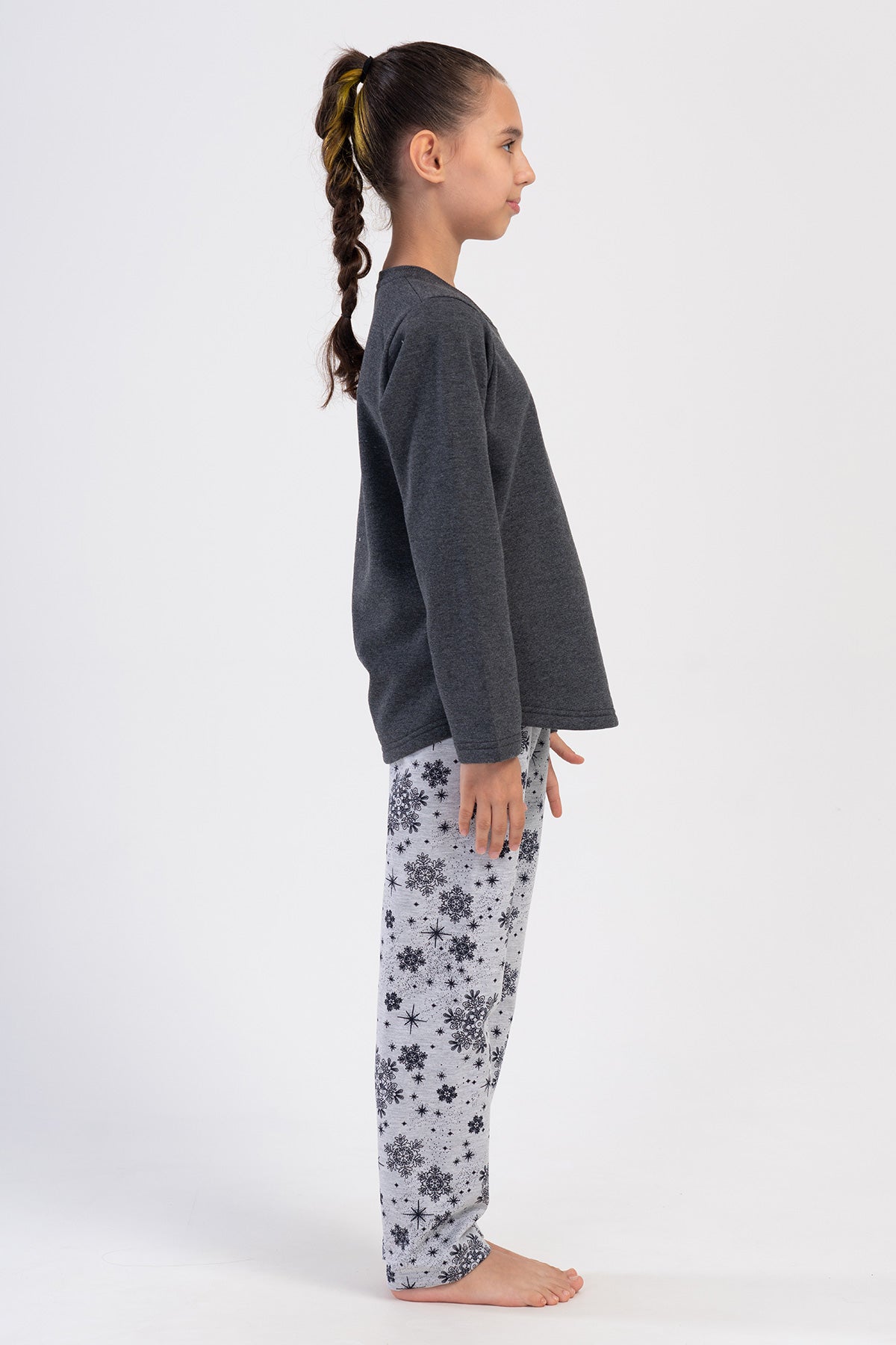 KIZ COCUK 2IPLIK MANSETLI O YAKA UZUN KOL ETEGI OVAL PIJAMA TAKIM(7-8/13-14)