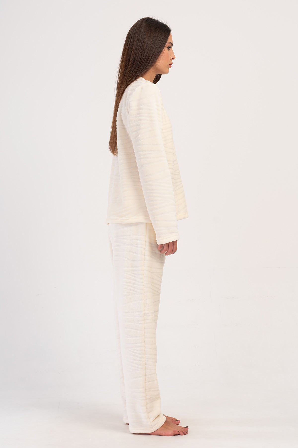 KADIN J.ULTRASOFT O YAKA UZUN KOL CEPLI PIJAMA TAKIM