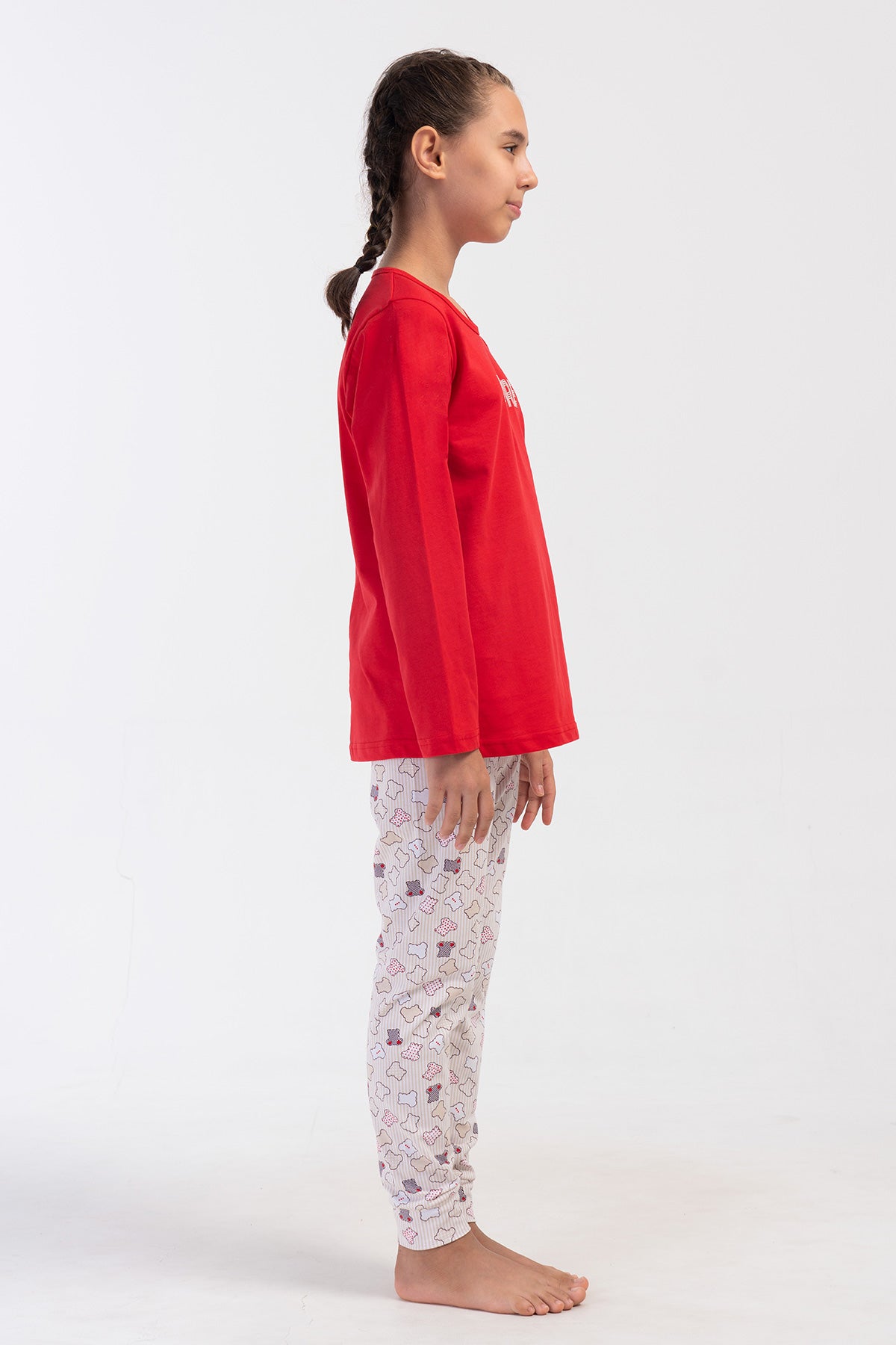 KIZ COCUK LYC SUPREM O YAKA UZUN KOL ETEGI OVAL MANSETLI PIJAMA TAKIM(9-10/15-16)