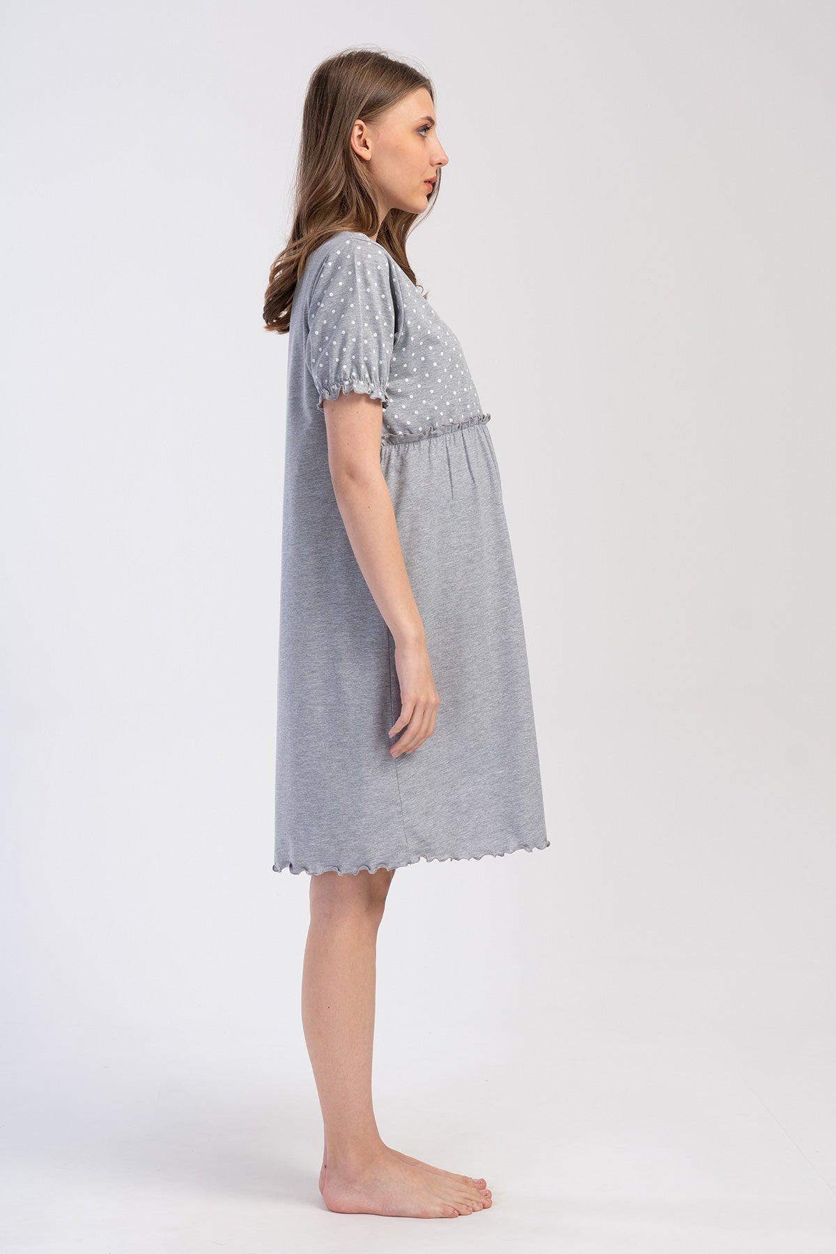 KADIN P.SUPREM DUGMELI KISA KOLU BELI LASTIKLI BIBILALI HAMILE TUNIK