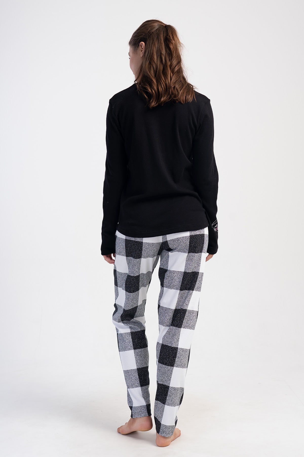 KADIN INTERLOK O YAKA UZUN KOL ETEGI OVAL PIJAMA TAKIM