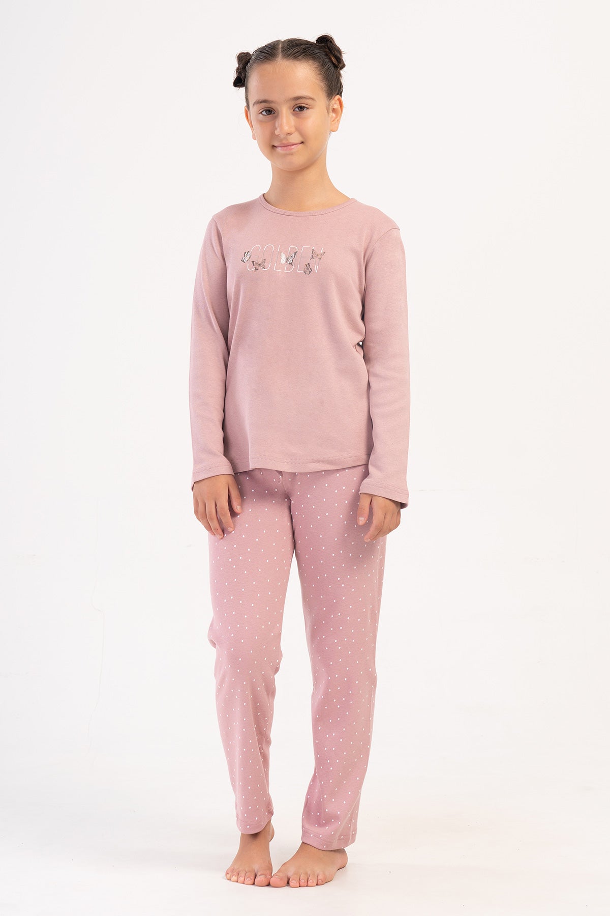 KIZ COCUK INTERLOK O YAKA UZUN KOL ETEGI OVAL PIJAMA TAKIM(7-8/13-14)