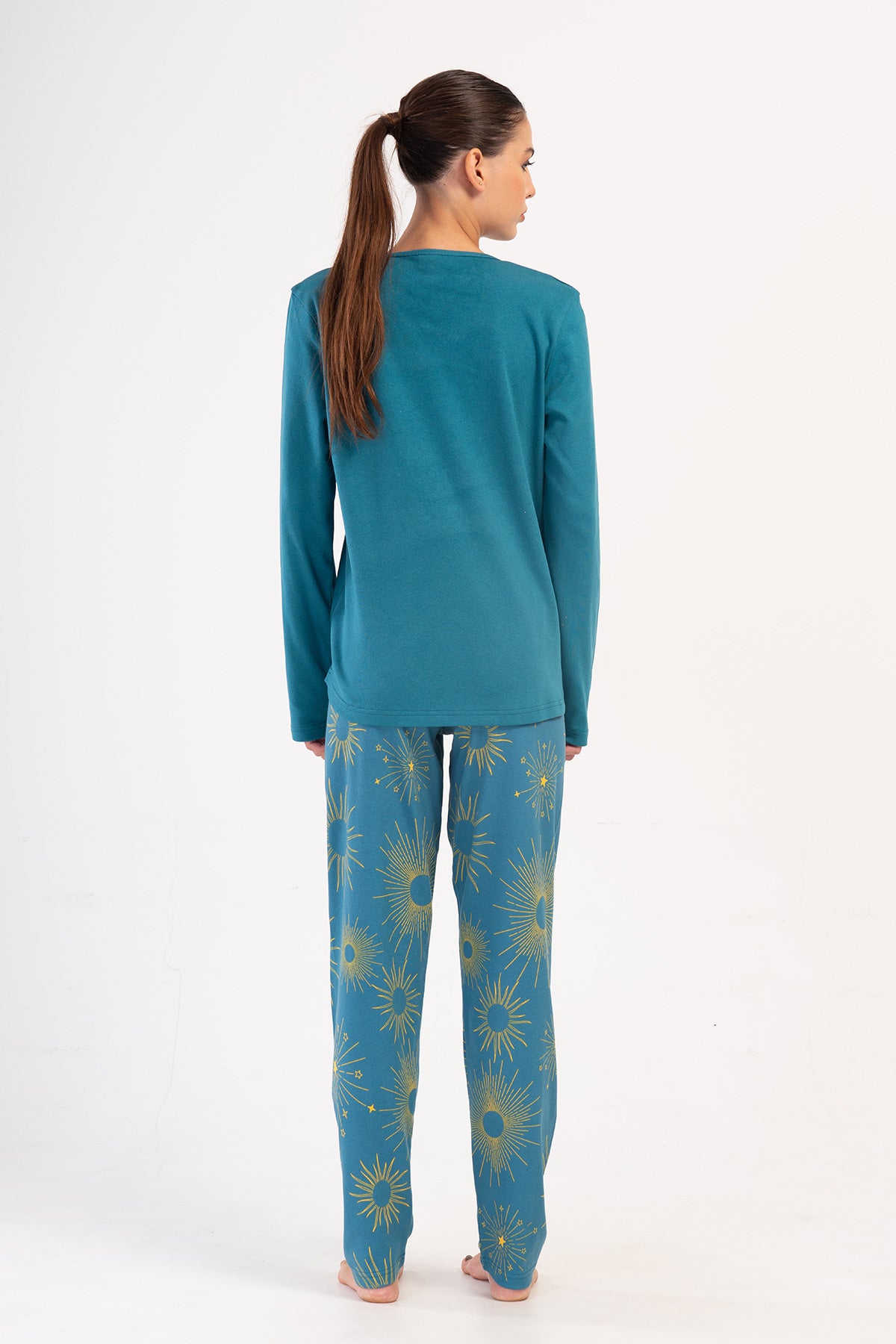 KADIN INTERLOK XXL O YAKA UZUN KOL ETEGI OVAL PIJAMA TAKIM