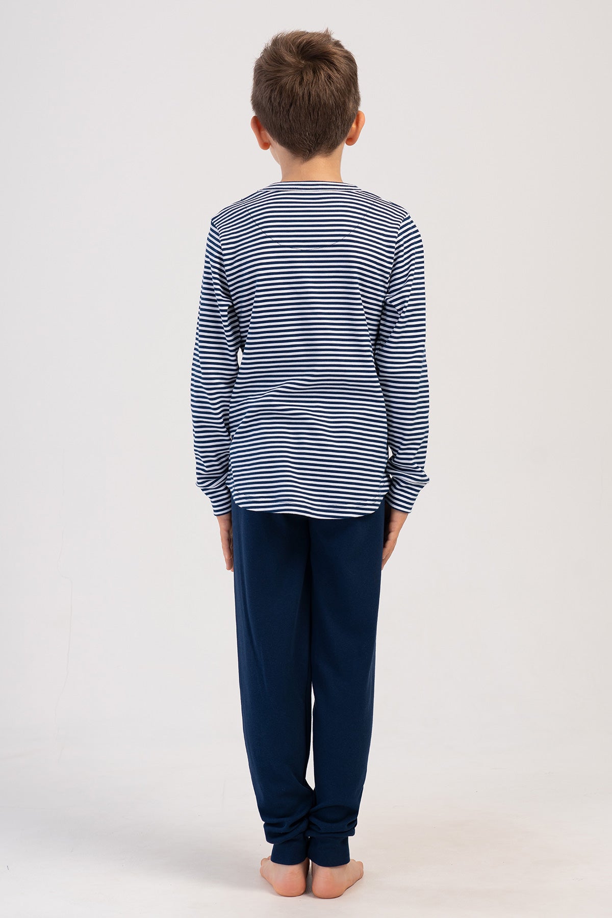 ERKEK COCUK INTERLOK O YAKA UZUN KOL MANSETLI PIJAMA TAKIM(7-8/13-14)