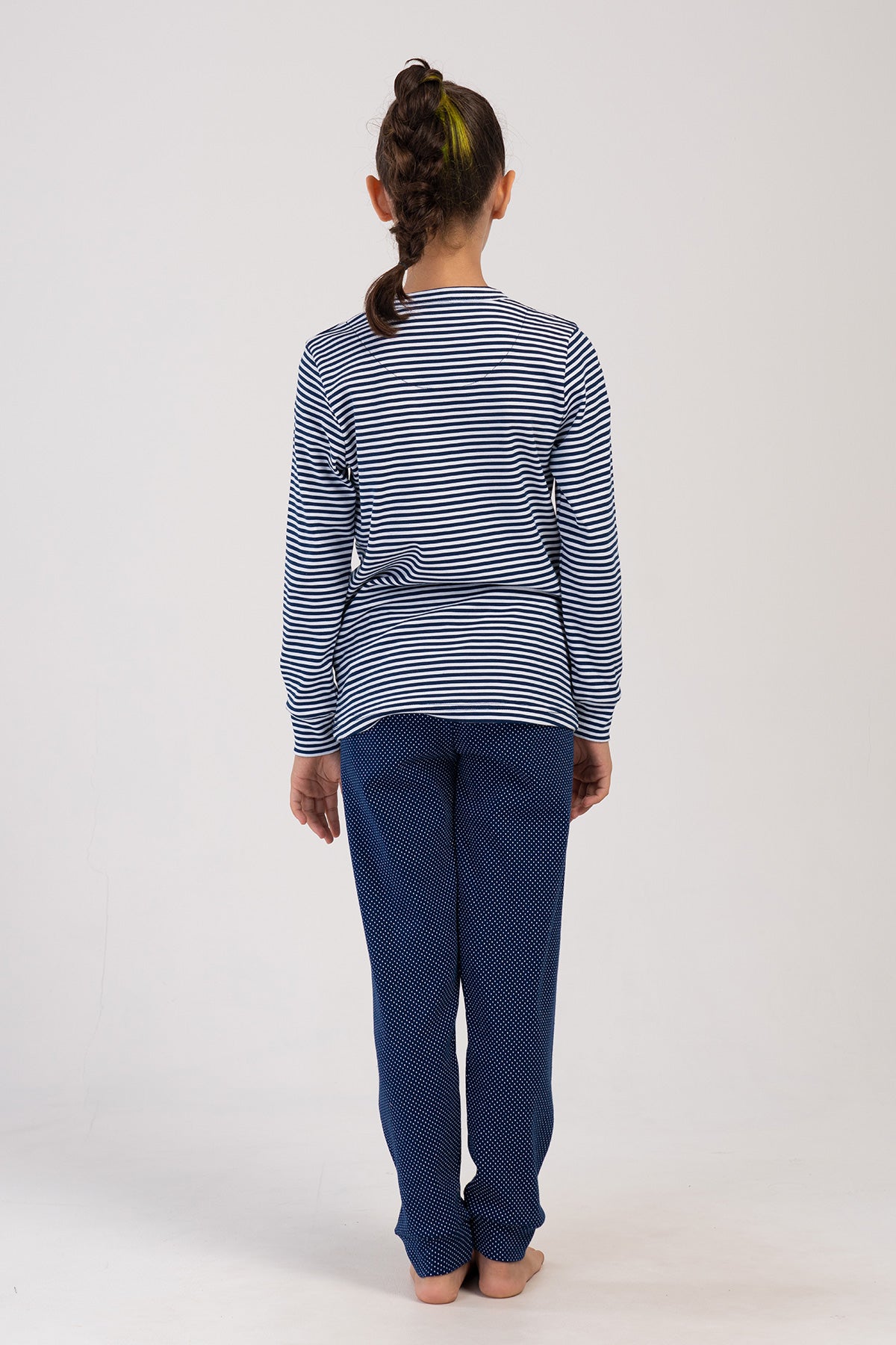 KIZ COCUK INTERLOCK O YAKA UZUN KOL ETEGI OVAL MANSETLI PIJAMA TAKIM(7-8/13-14)