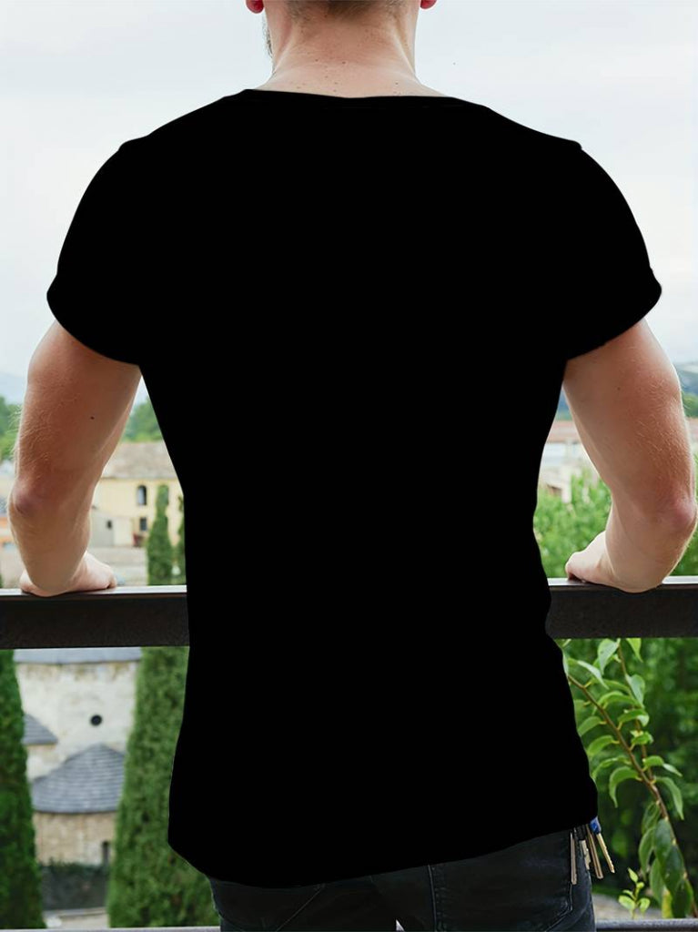 Men's Short Sleeve Round Neck Patterned Viscose T-shirt