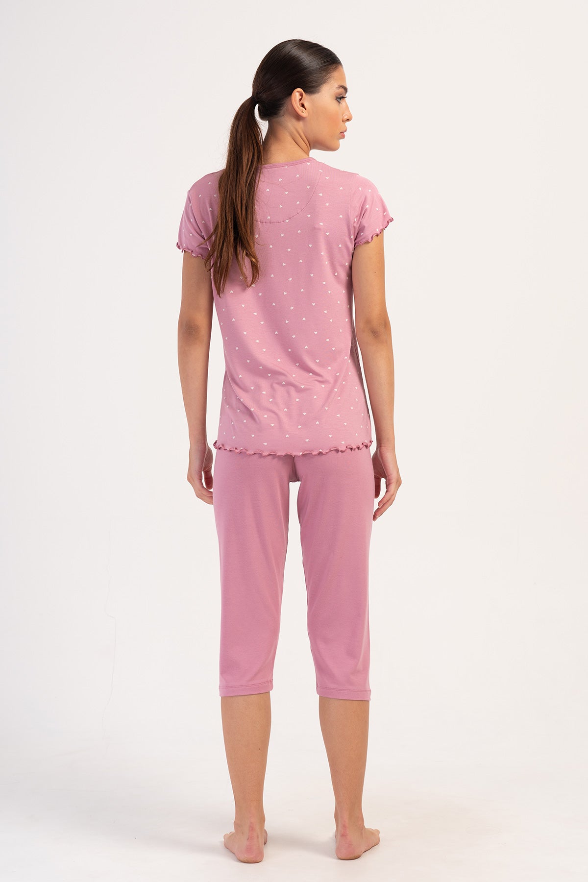 Woman Big Size Rosebloom Lycra Viscon Capri Set