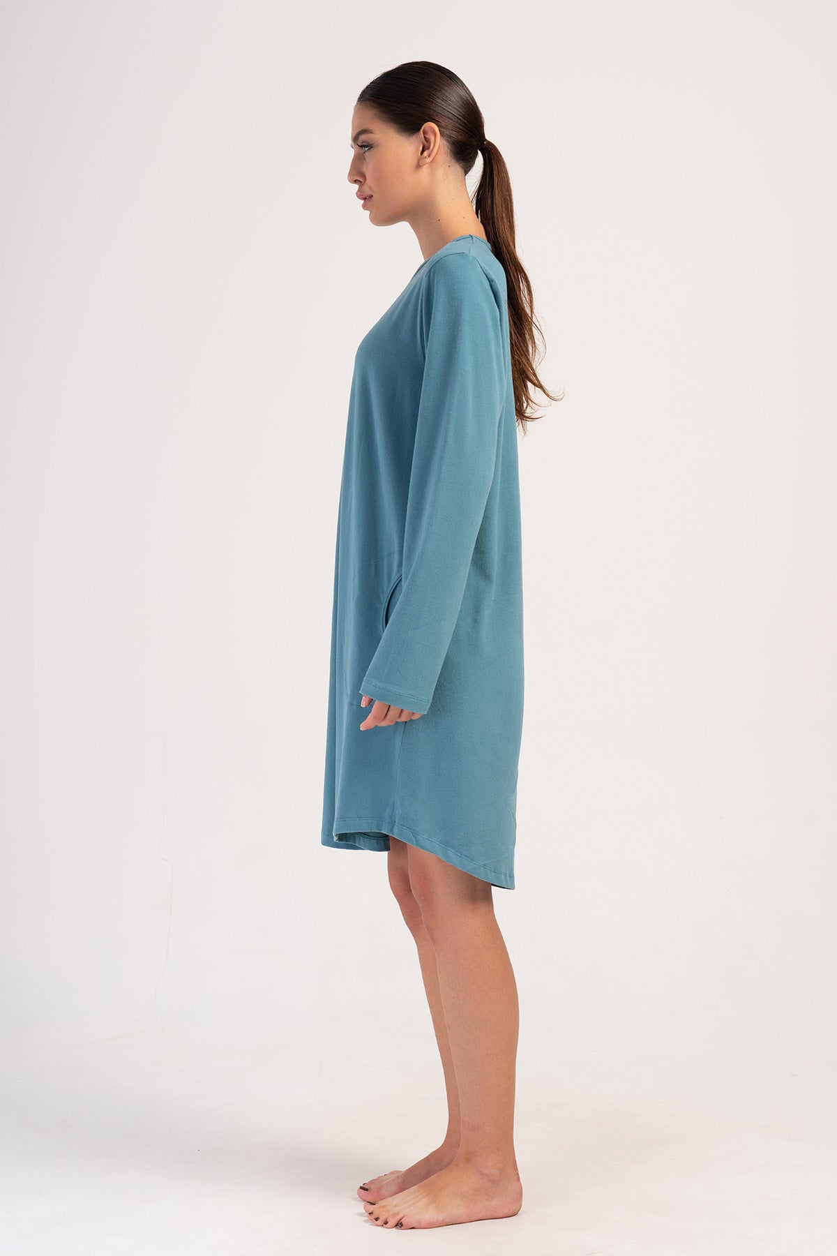 KADIN LYC SUPREM XXL O YAKA UZUN KOL ETEGI OVAL CEPLI TUNIK