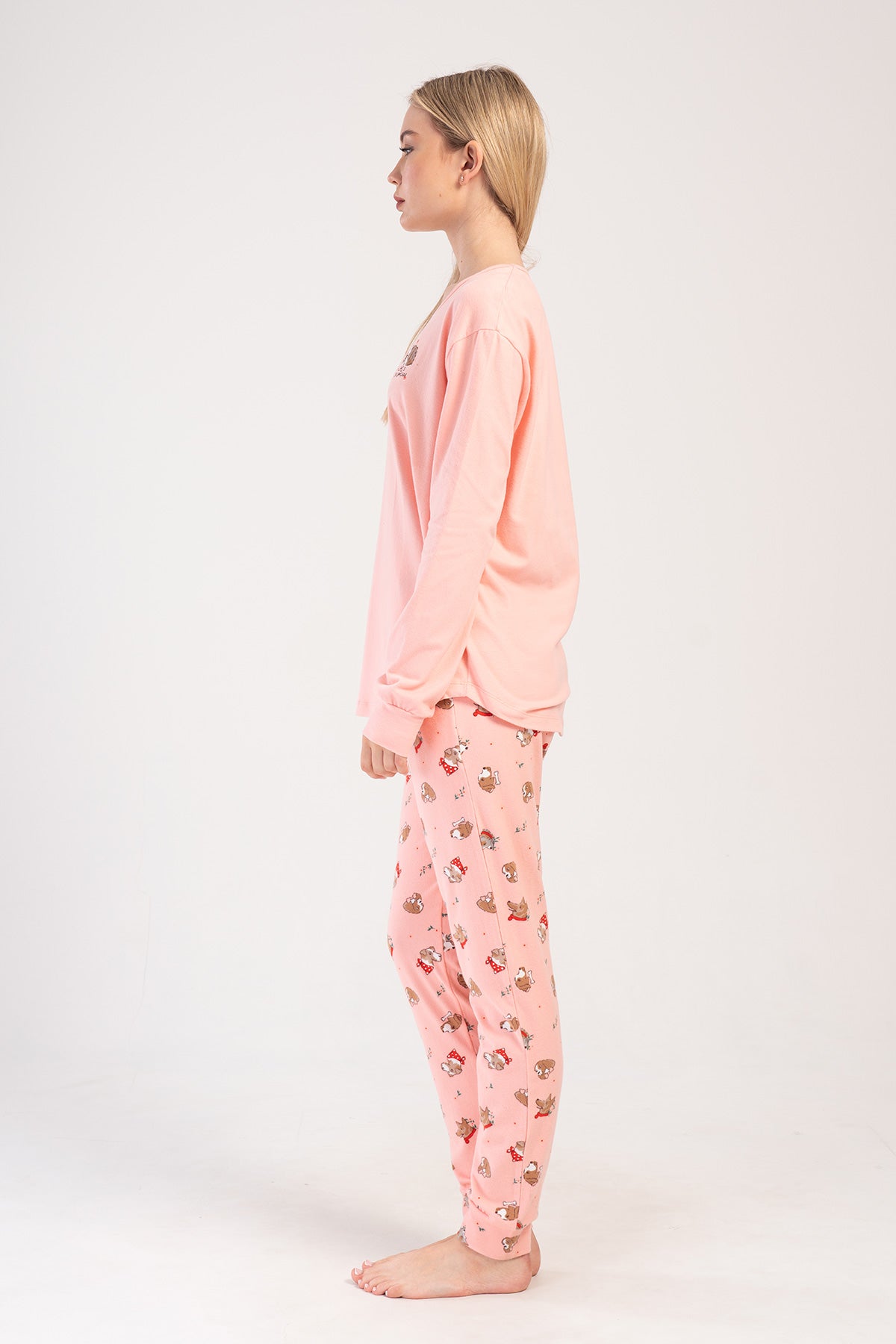 KADIN LYC SUPREM O YAKA UZUN KOL ETEGI OVAL MANSETLI CEPLI PIJAMA TAKIM