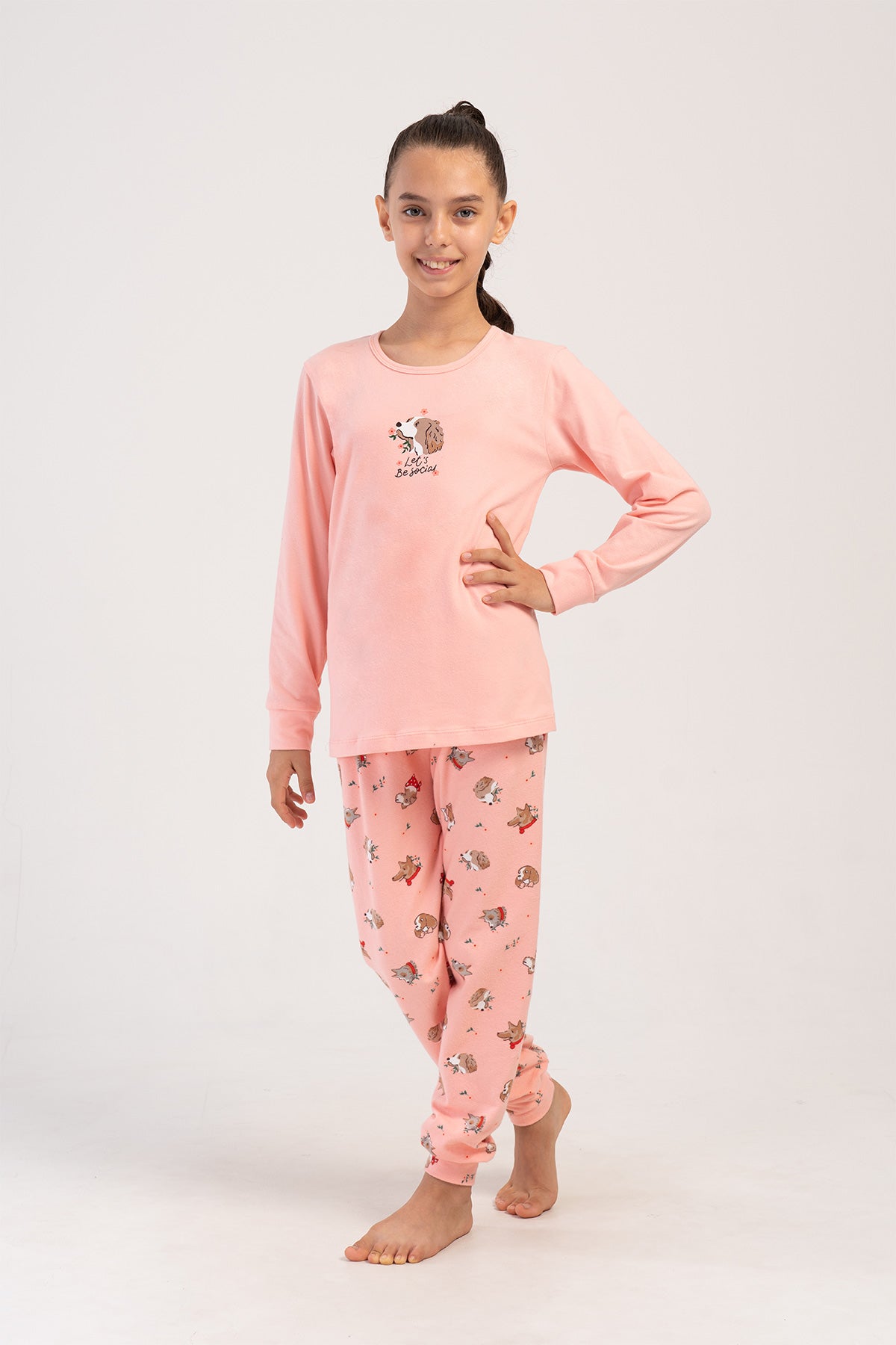 KIZ COCUK LYC SUPREM O YAKA  UZUN KOL ETEGI OVAL MANSETLI PIJAMA TAKIM(7-8/13-14)