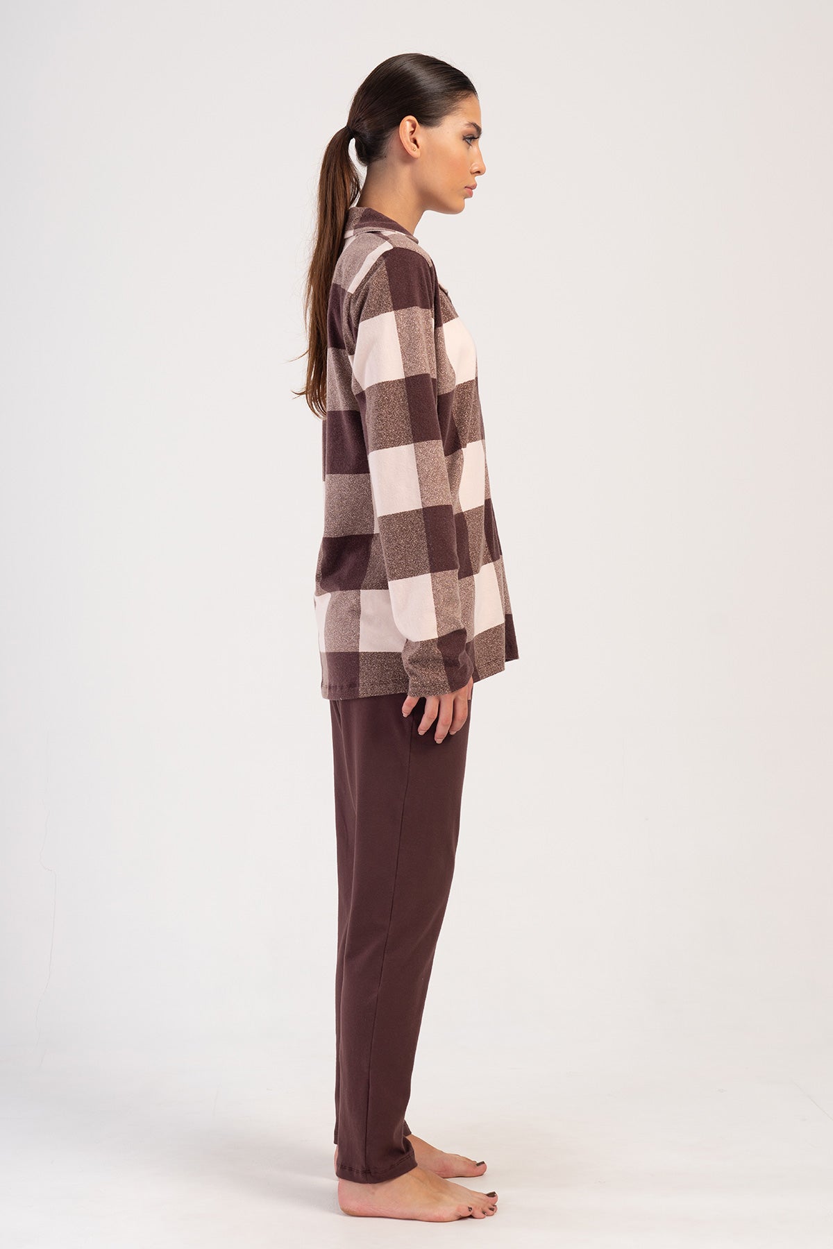 Woman Lycra Supreme Big Size Brown Pyjama Set