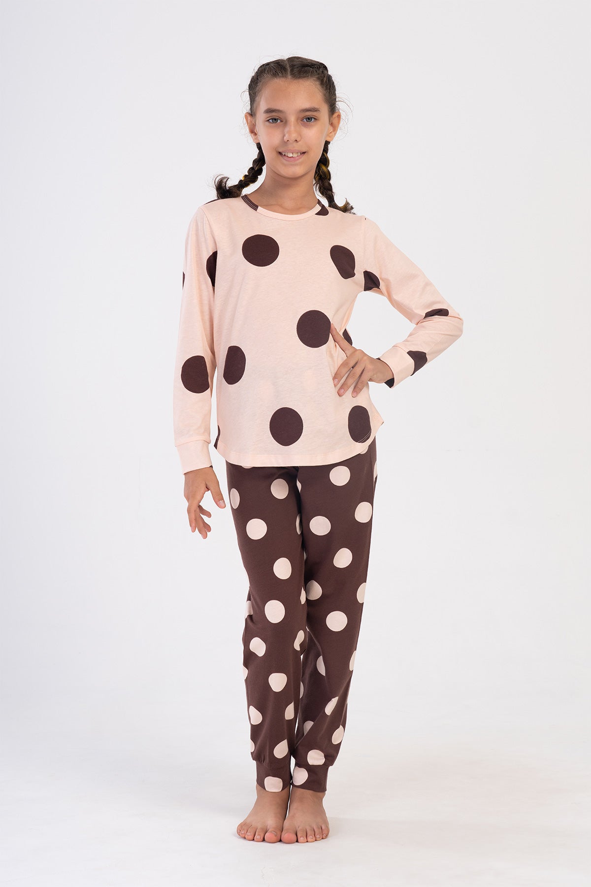 Kids' Girl Polka Lycra Supreme Pyjama Set