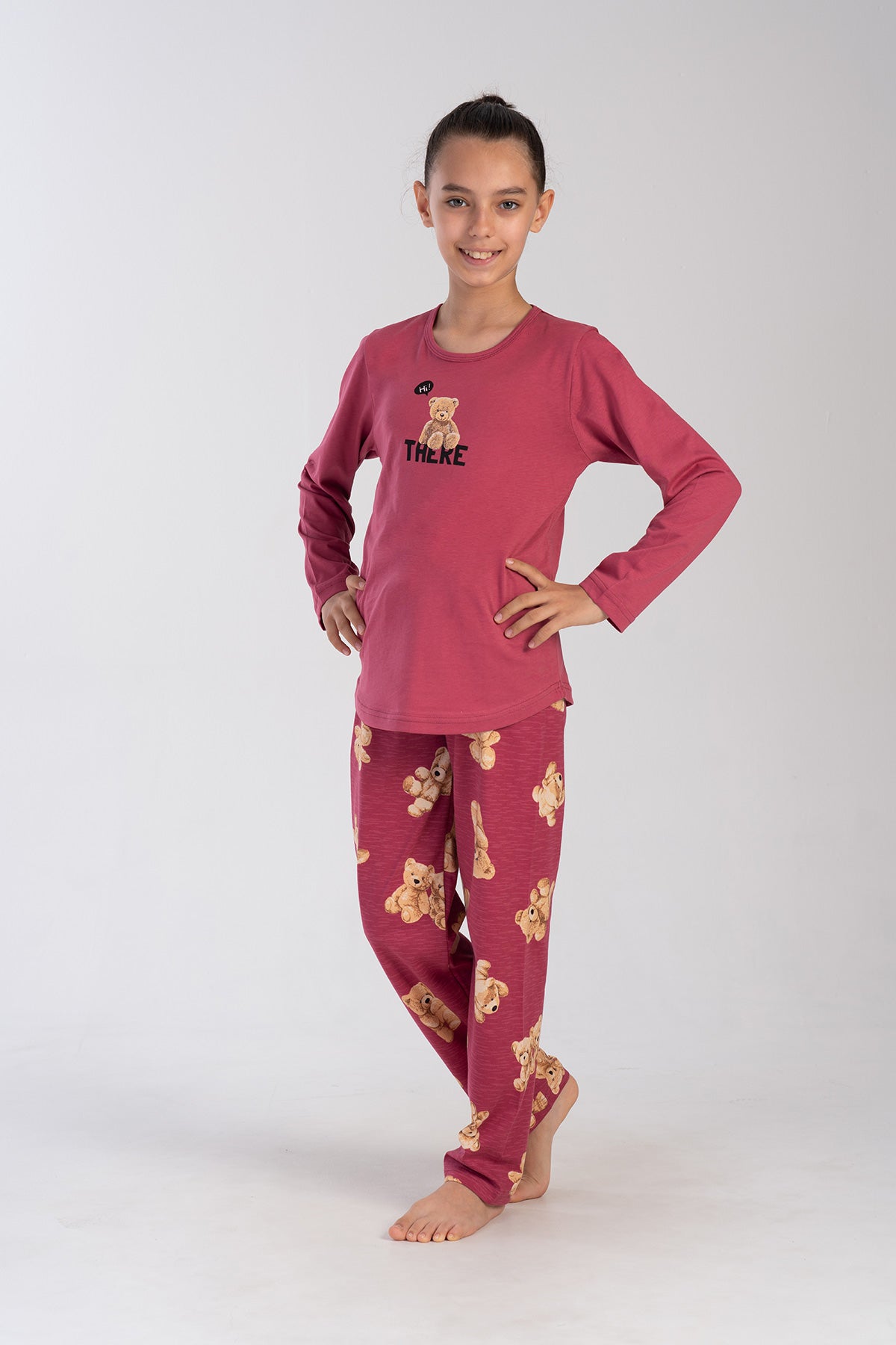 Kids' Girl Bordeaux Bear Pyjama Set