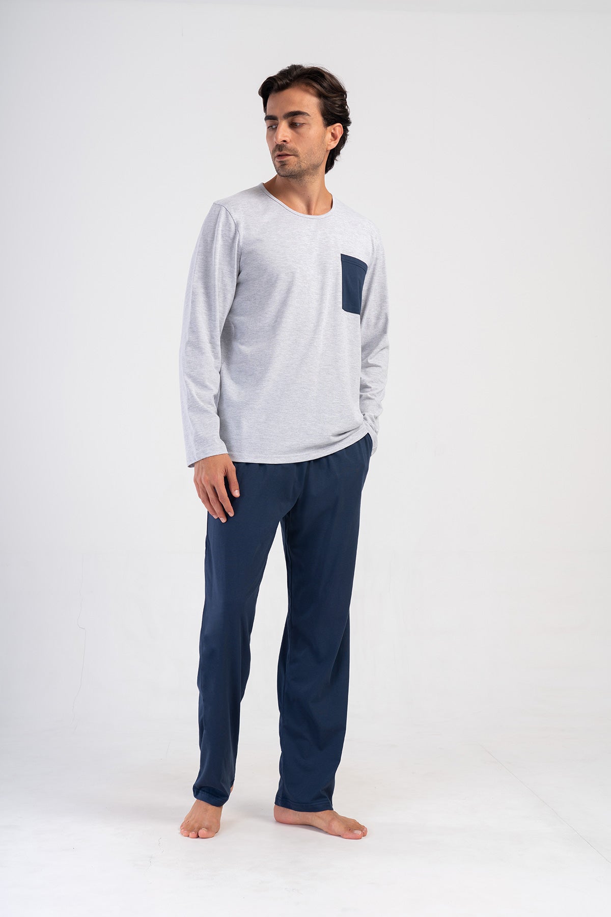 CEPLI ERKEK P.SUPREM O YAKA UZUN KOL PIJAMA TAKIM