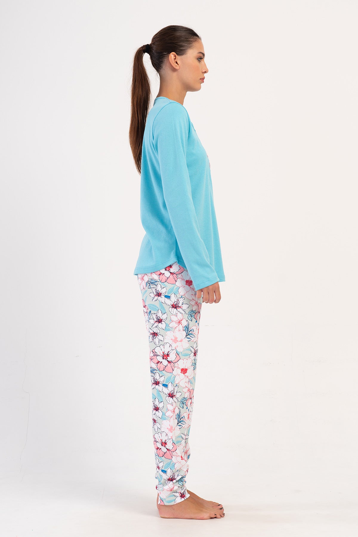 Woman Natalie Interlock Buttoned O Neck Pyjama Set