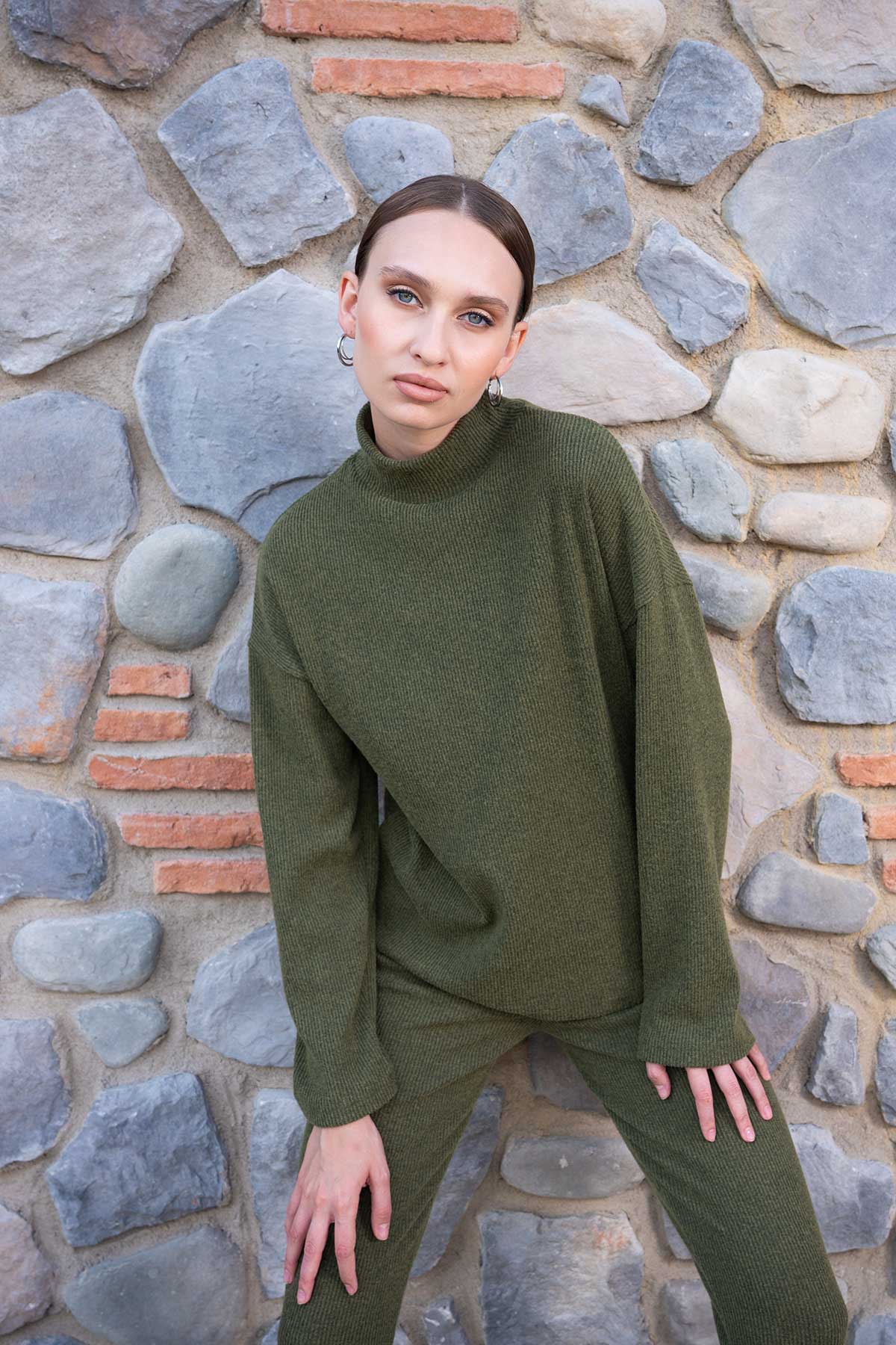 KADIN LYC KASKORSE YARI BALIKCI YAKA DUSUK OMUZLU UZUN KOL TAYT TAKIM