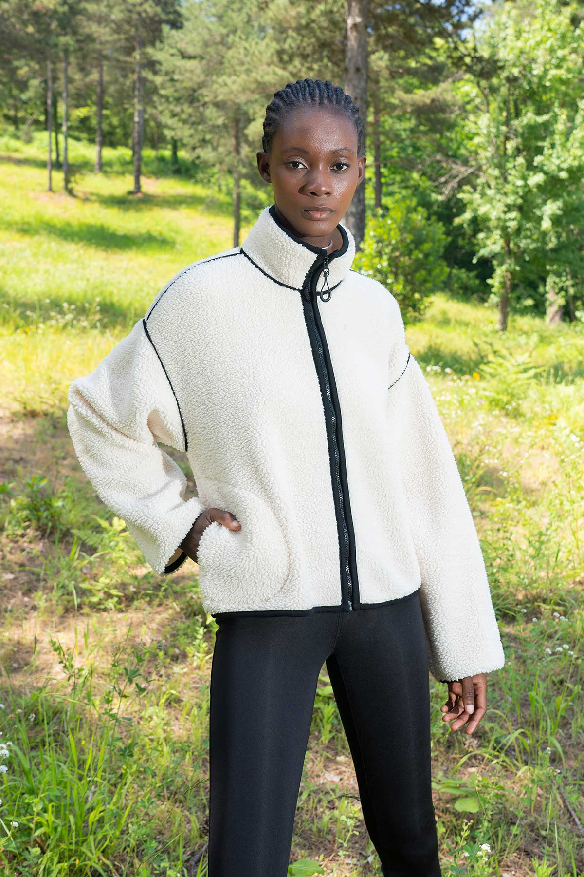 KADIN WELSOFT DIK YAKA DUSUK OMUZLU FERMUARLI UZUN KOL MONT