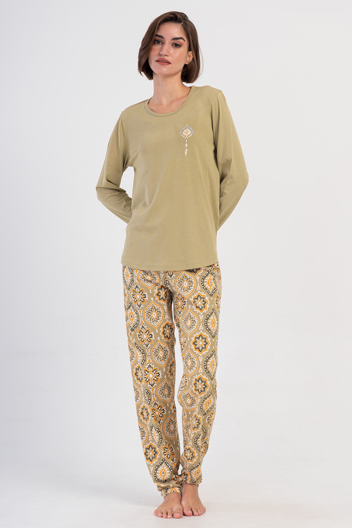 KADIN P.SUPREM XXL O YAKA UZUN KOL ETEGI OVAL PIJAMA TAKIM