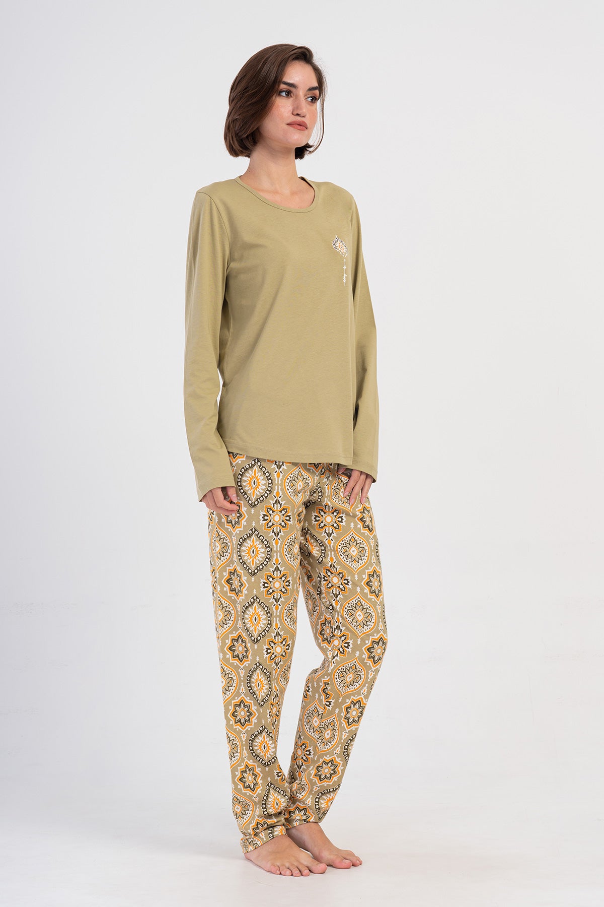 KADIN P.SUPREM XXL O YAKA UZUN KOL ETEGI OVAL PIJAMA TAKIM