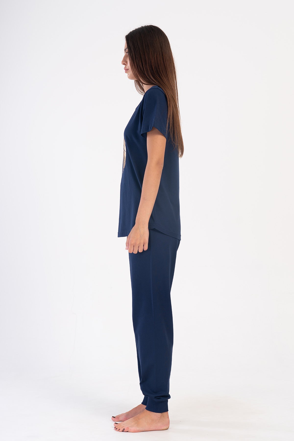 Woman Supreme Navy Blue Big Size Pyjama Set