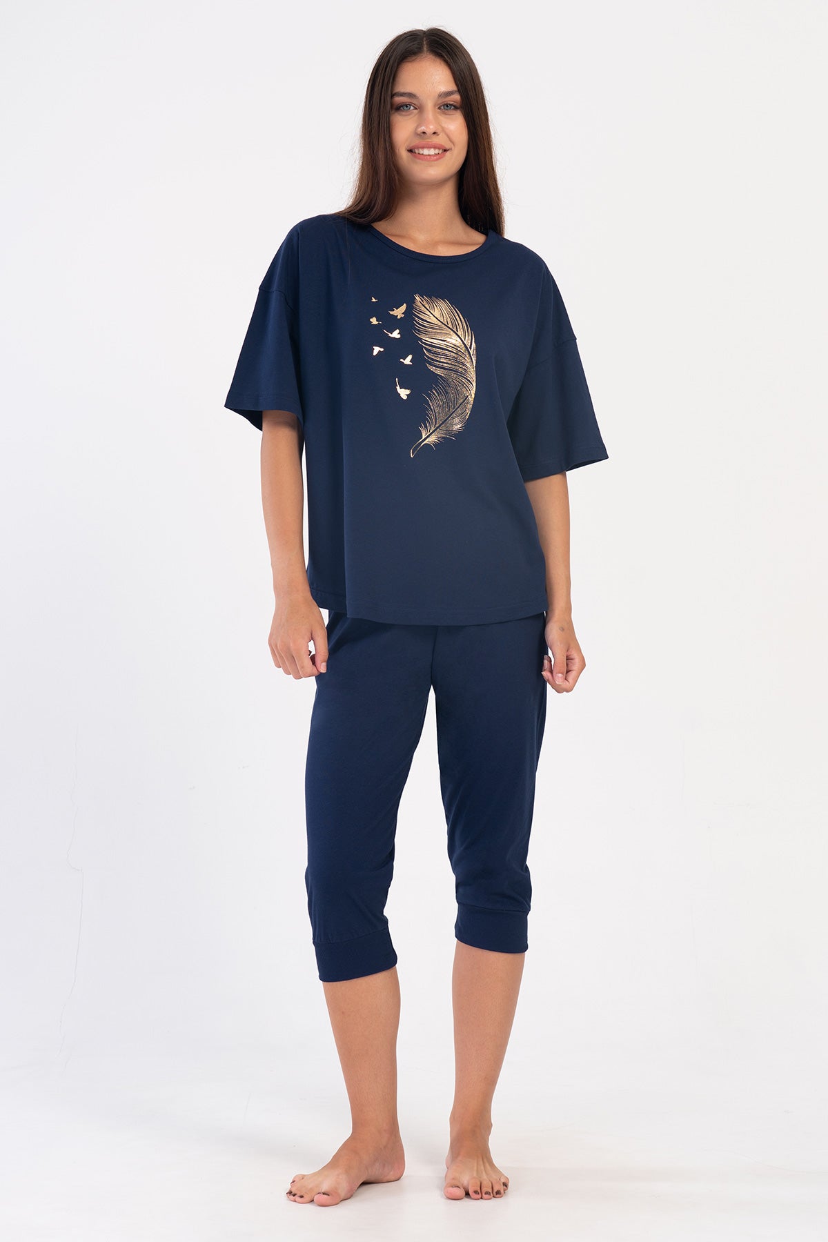 KADIN P.SUPREM XXL O YAKA DUSUK OMUZLU KISA KOL ETEGI OVAL MANSETLI KAPRI TAKIM