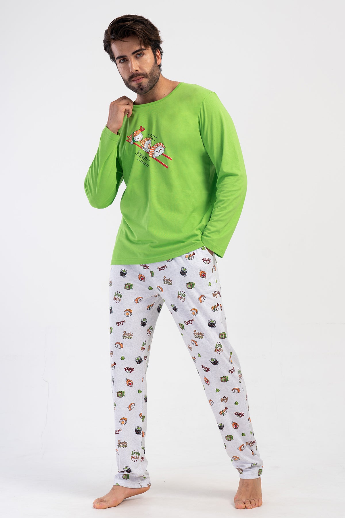 CEPLI ERKEK P.SUPREM O YAKA UZUN KOL PIJAMA TAKIM