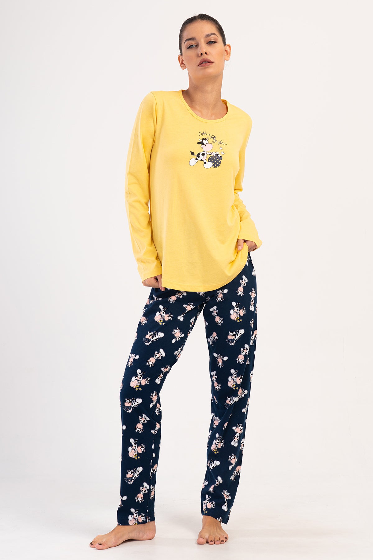 KADIN P.SUPREM O YAKA UZUN KOL ETEGI OVAL PIJAMA TAKIM