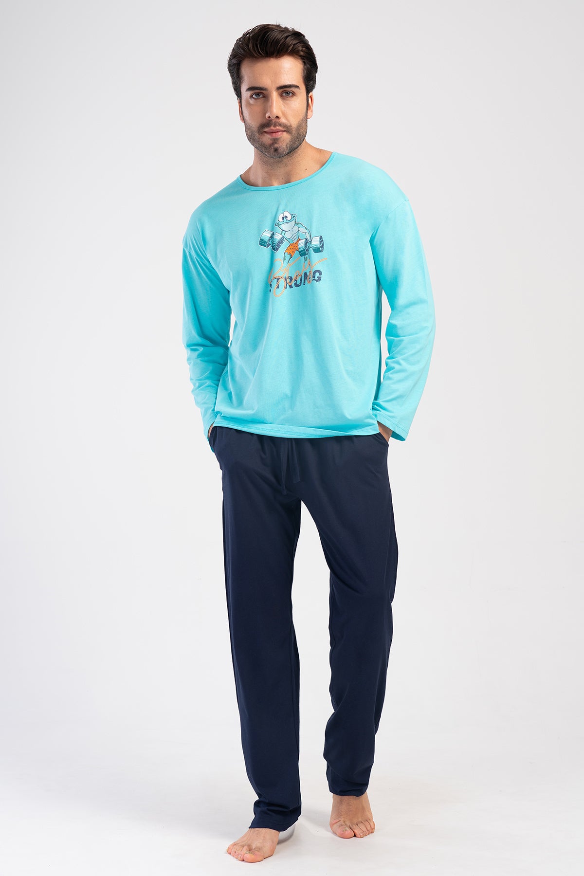 CEPLI ERKEK P.SUPREM O YAKA UZUN KOL PIJAMA TAKIM