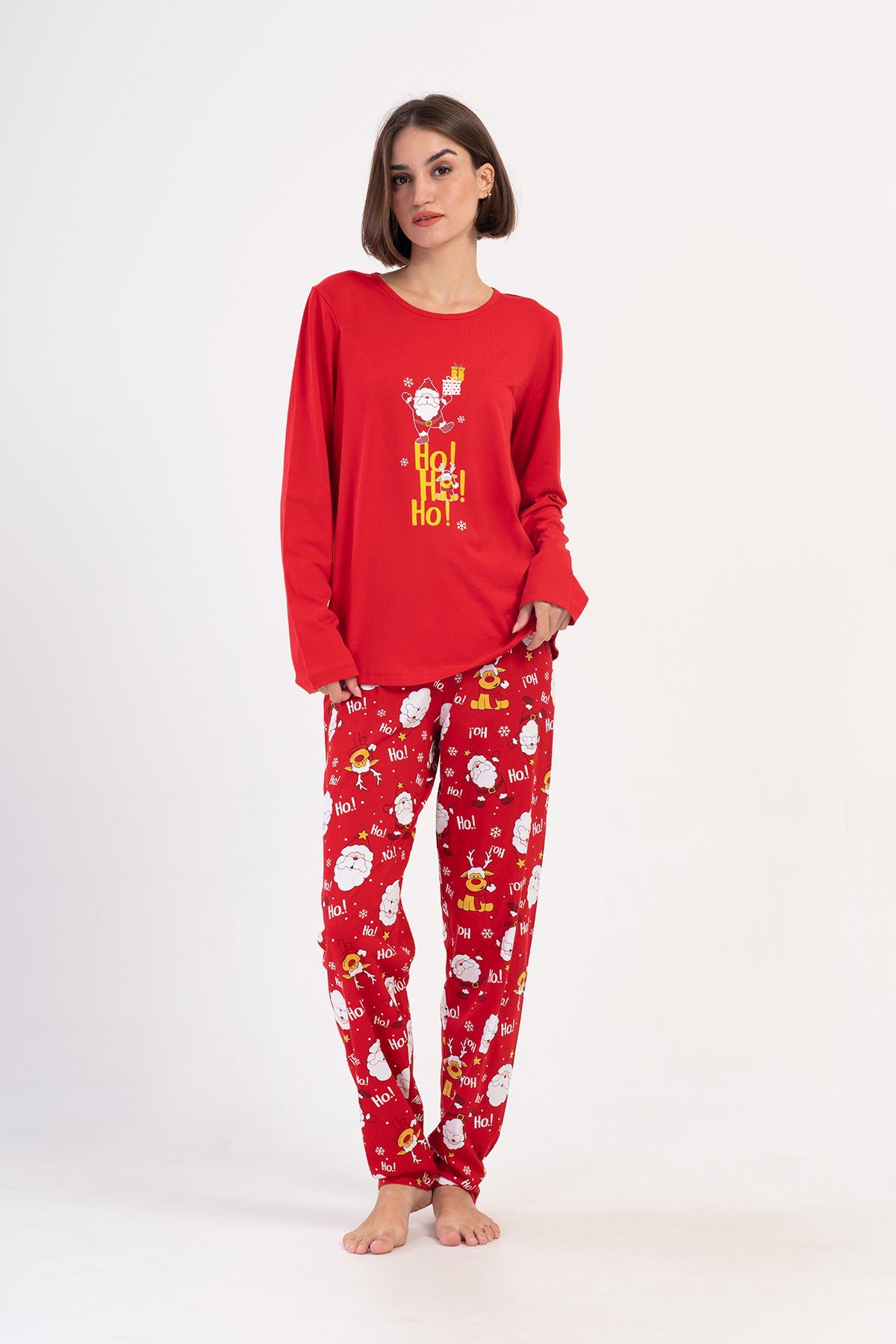 KADIN P.SUPREM XXL O YAKA UZUN KOL ETEGI OVAL PIJAMA TAKIM