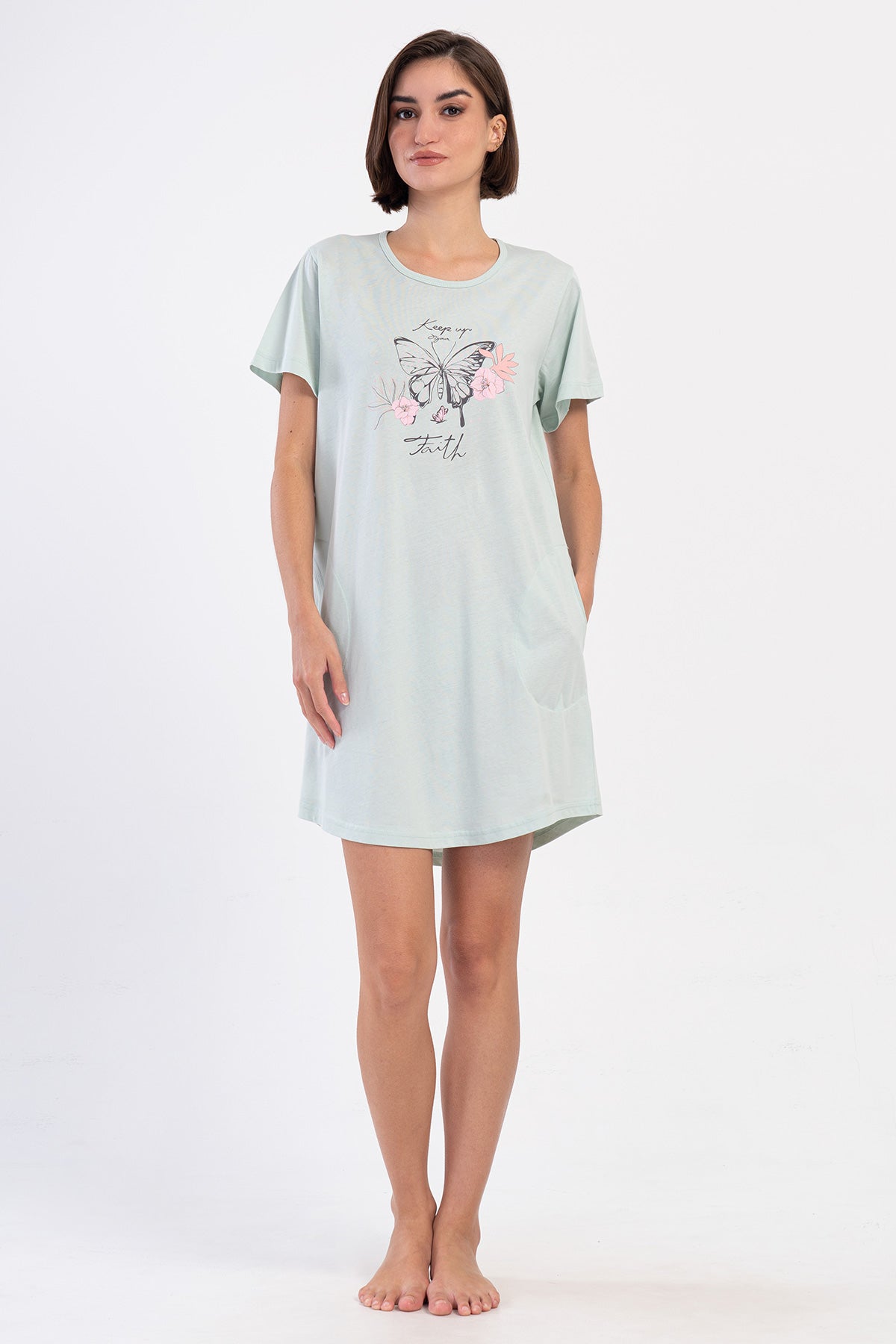 KADIN P.SUPREM XXL O YAKA KISA KOL ETEGI OVAL CEPLI TUNIK