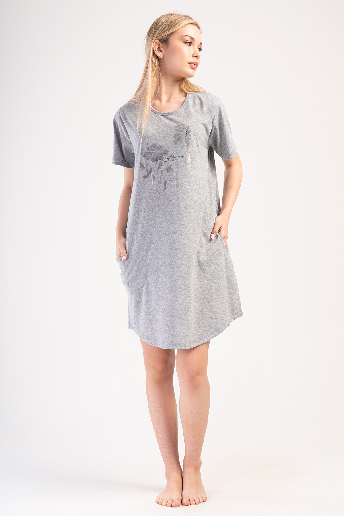 KADIN P.SUPREM XXL O YAKA KISA KOL ETEGI OVAL CEPLI TUNIK