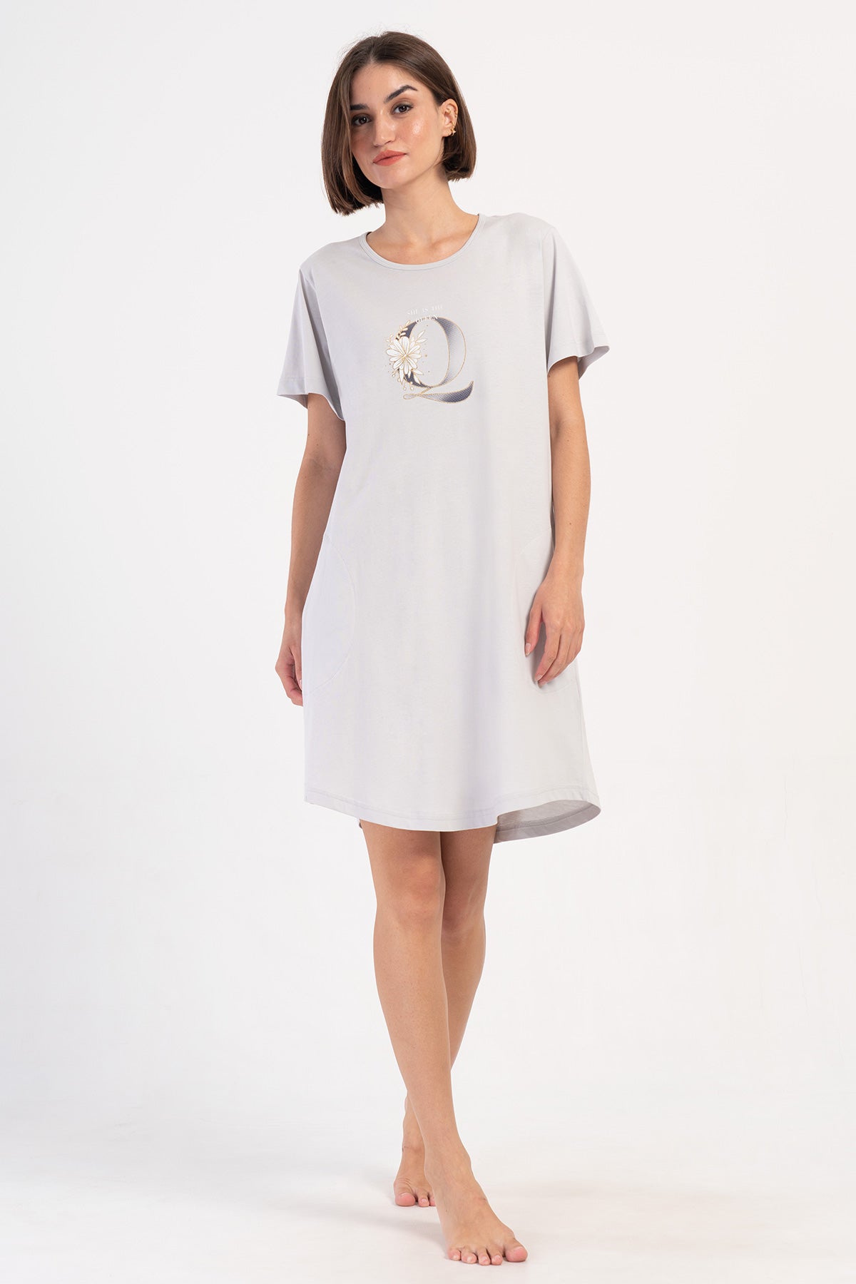 KADIN P.SUPREM XXL O YAKA KISA KOL ETEGI OVAL CEPLI TUNIK