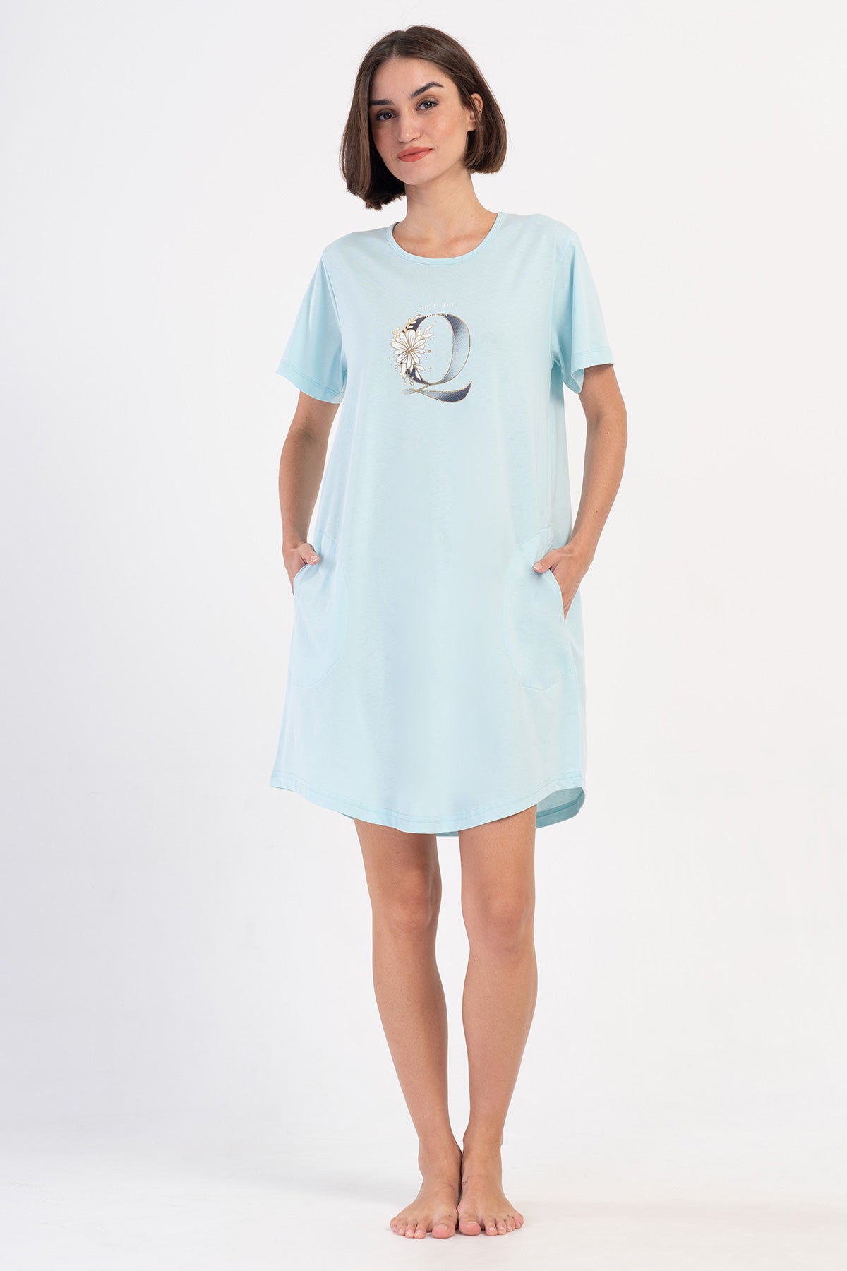 KADIN P.SUPREM XXL O YAKA KISA KOL ETEGI OVAL CEPLI TUNIK