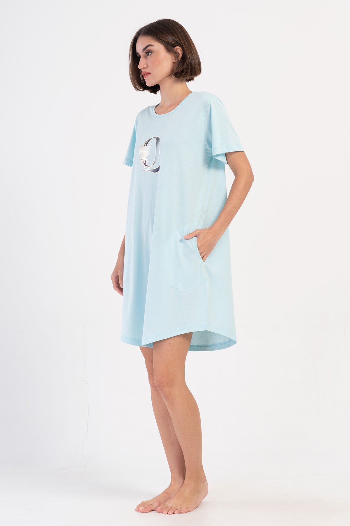 KADIN P.SUPREM XXL O YAKA KISA KOL ETEGI OVAL CEPLI TUNIK