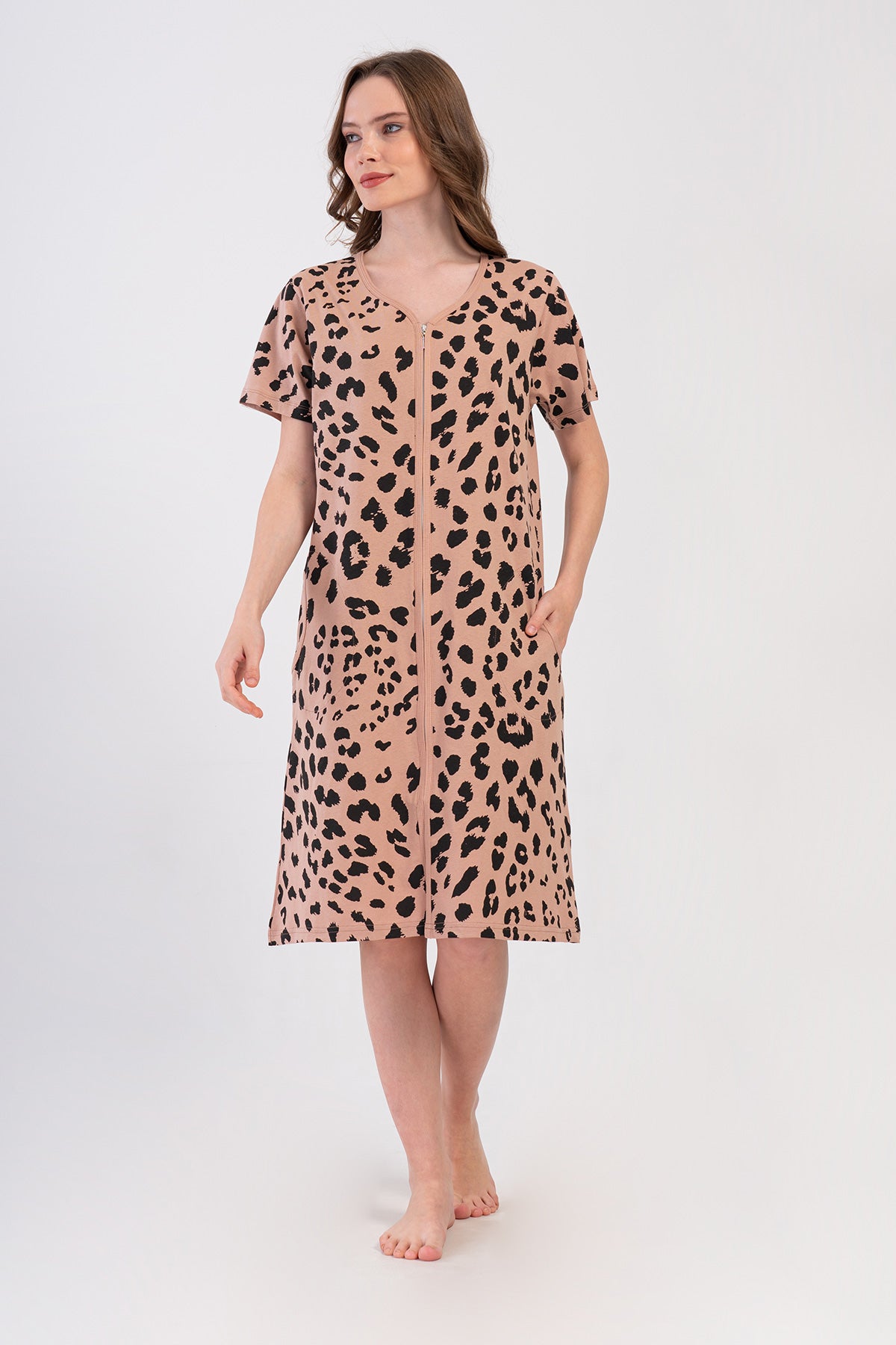 KADIN P.SUPREM XXL KISA KOL FERMUARLI CEPLI EV ELBISESI