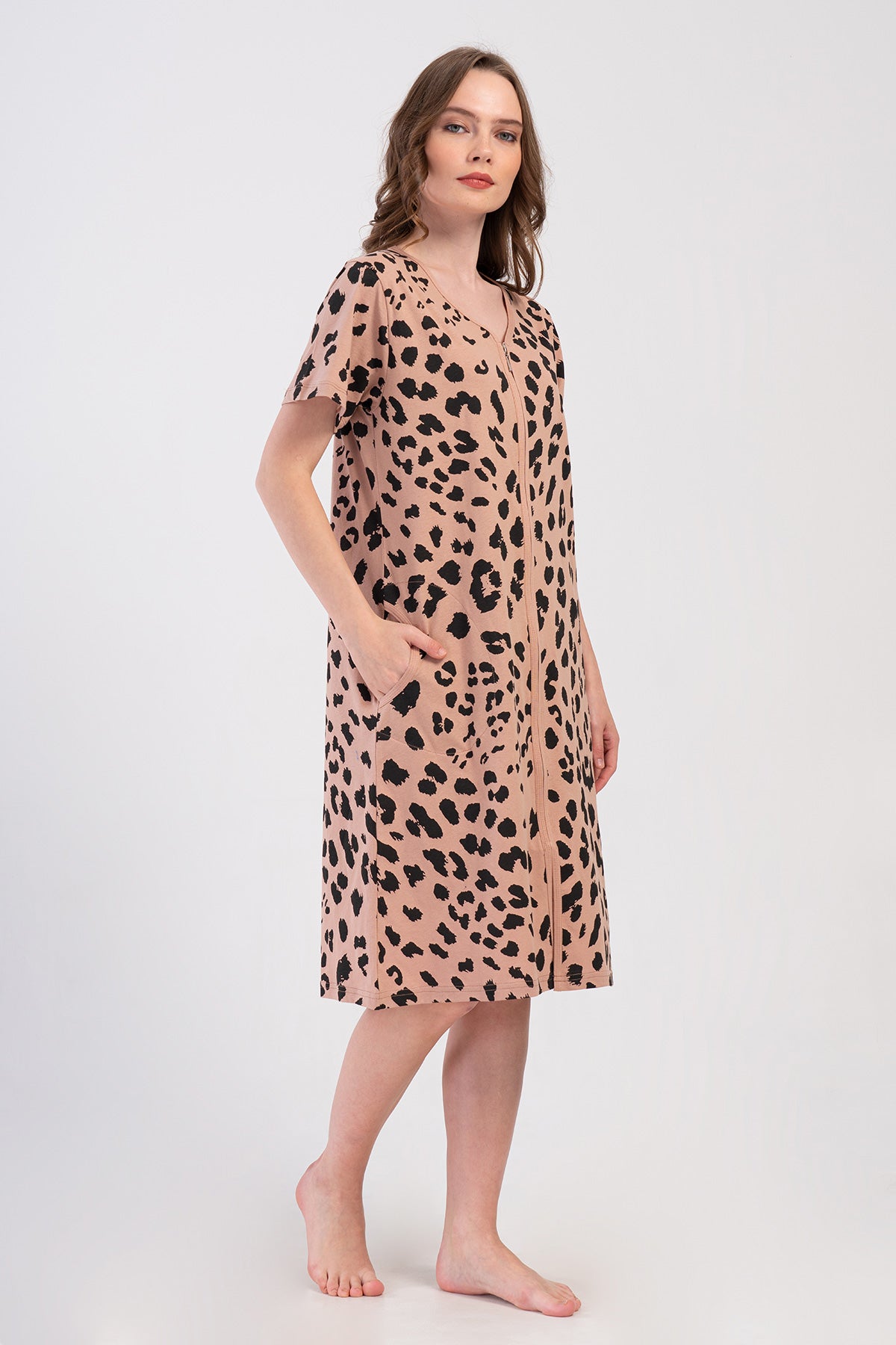 KADIN P.SUPREM XXL KISA KOL FERMUARLI CEPLI EV ELBISESI