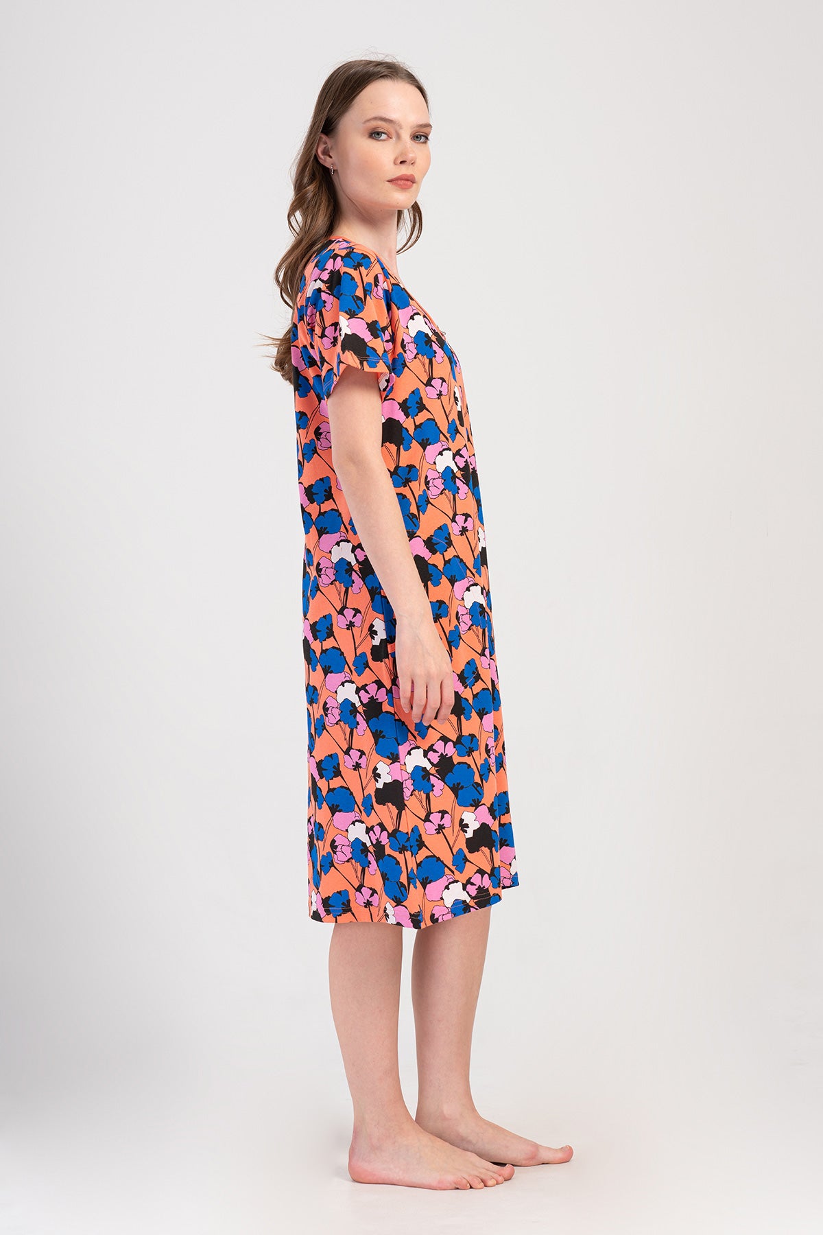 KADIN P.SUPREM XXL KISA KOL FERMUARLI CEPLI EV ELBISESI