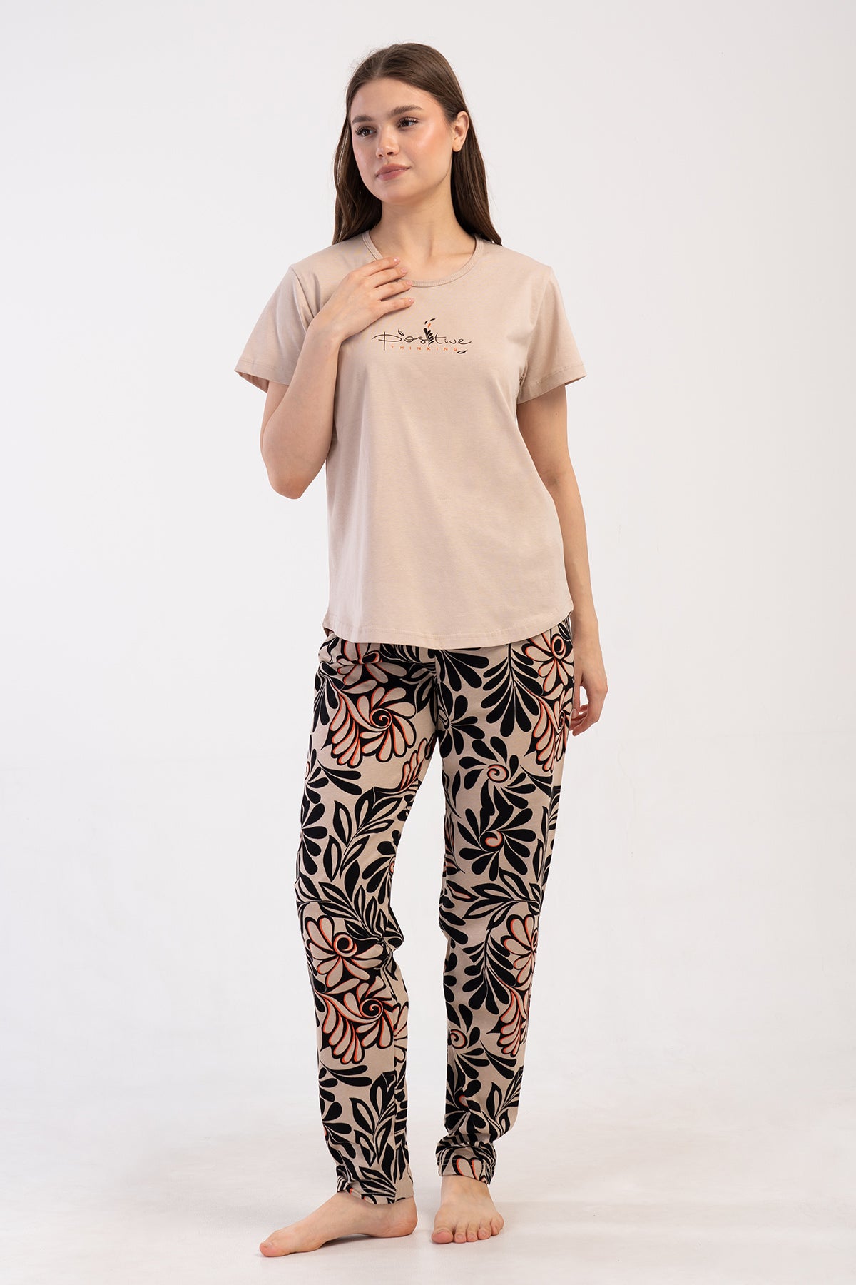 KADIN P.SUPREM XXL O YAKA KISA KOL ETEGI OVAL PIJAMA TAKIM