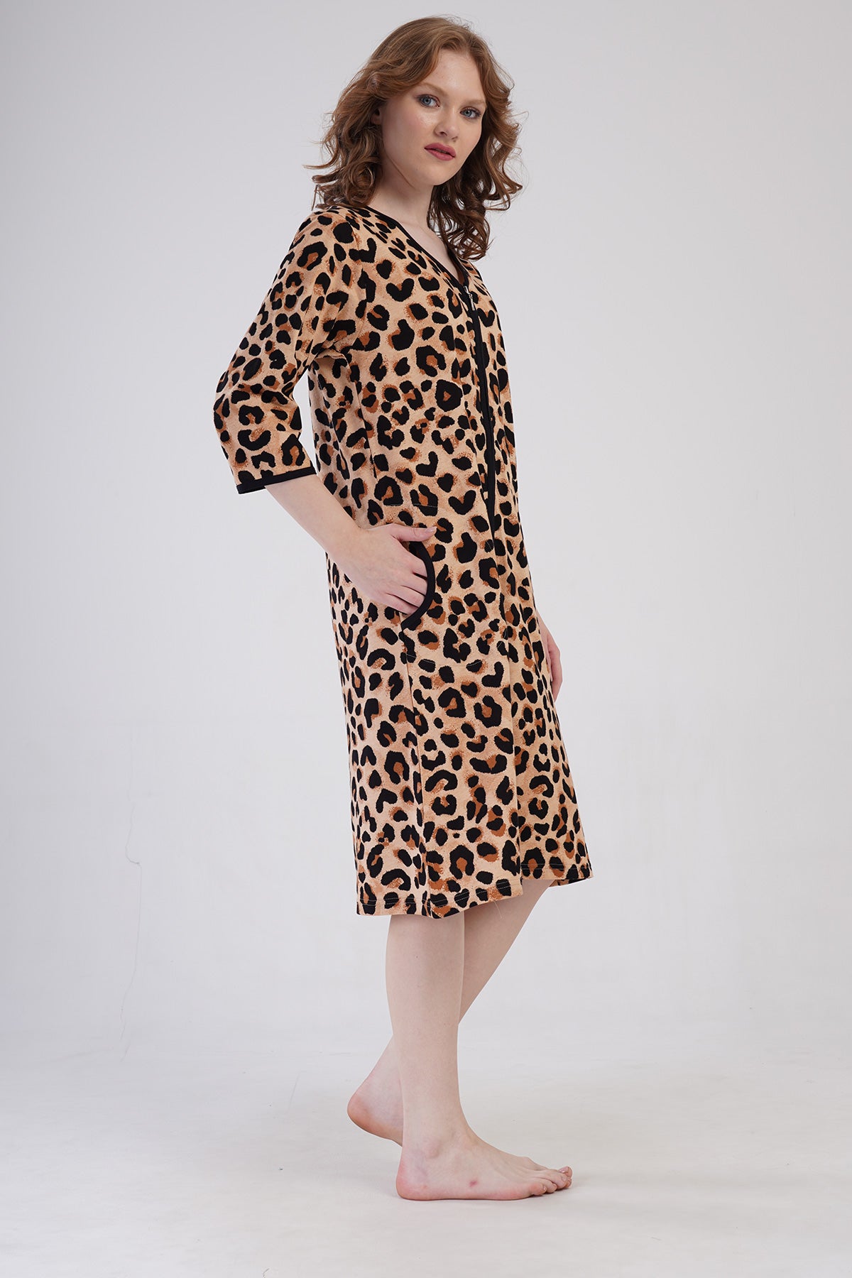 Woman Supreme Big Size Leopard Poor Sleeve Home Dress