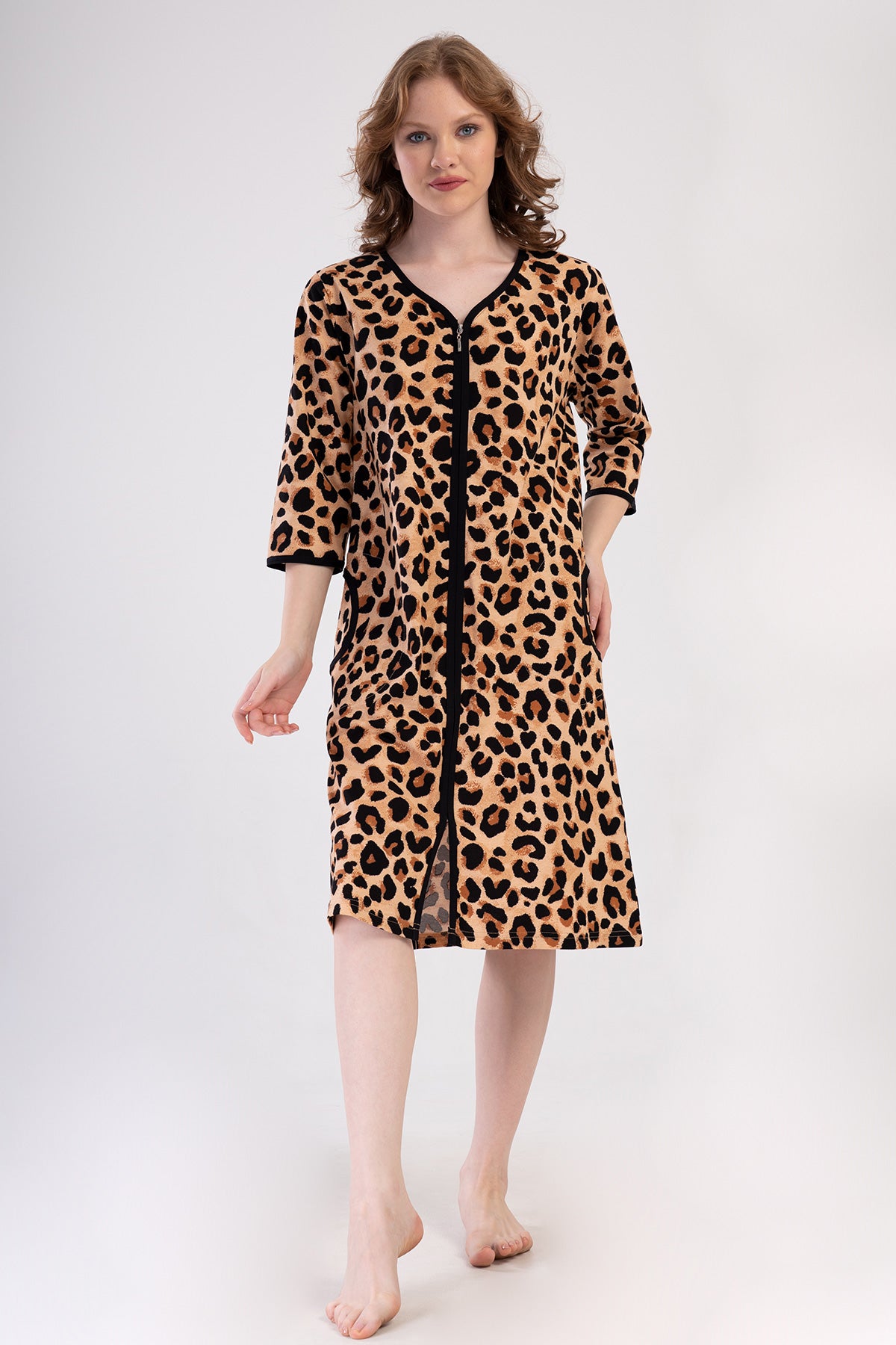 KADIN P.SUPREM BATTAL XXL 3/4KOL FERMUARLI CEPLI EV ELBISESI