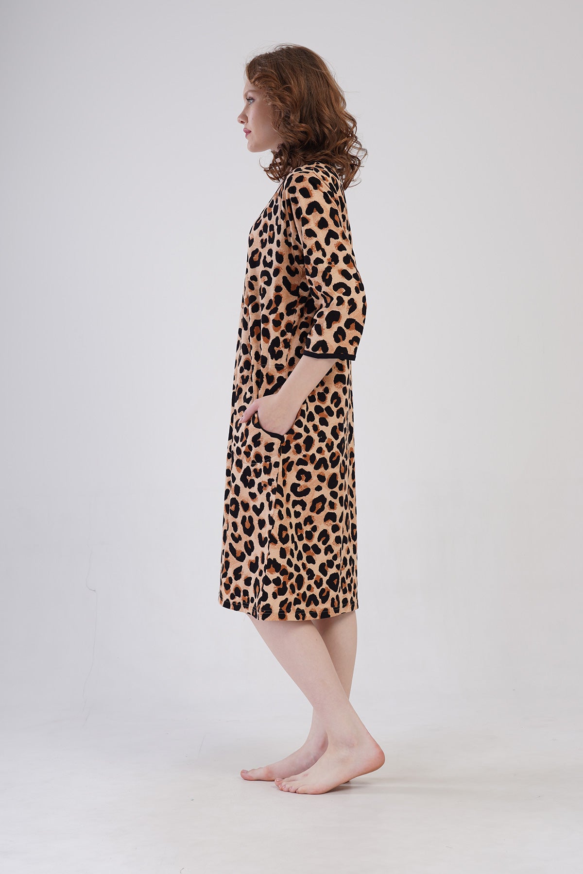 KADIN P.SUPREM BATTAL XXL 3/4KOL FERMUARLI CEPLI EV ELBISESI