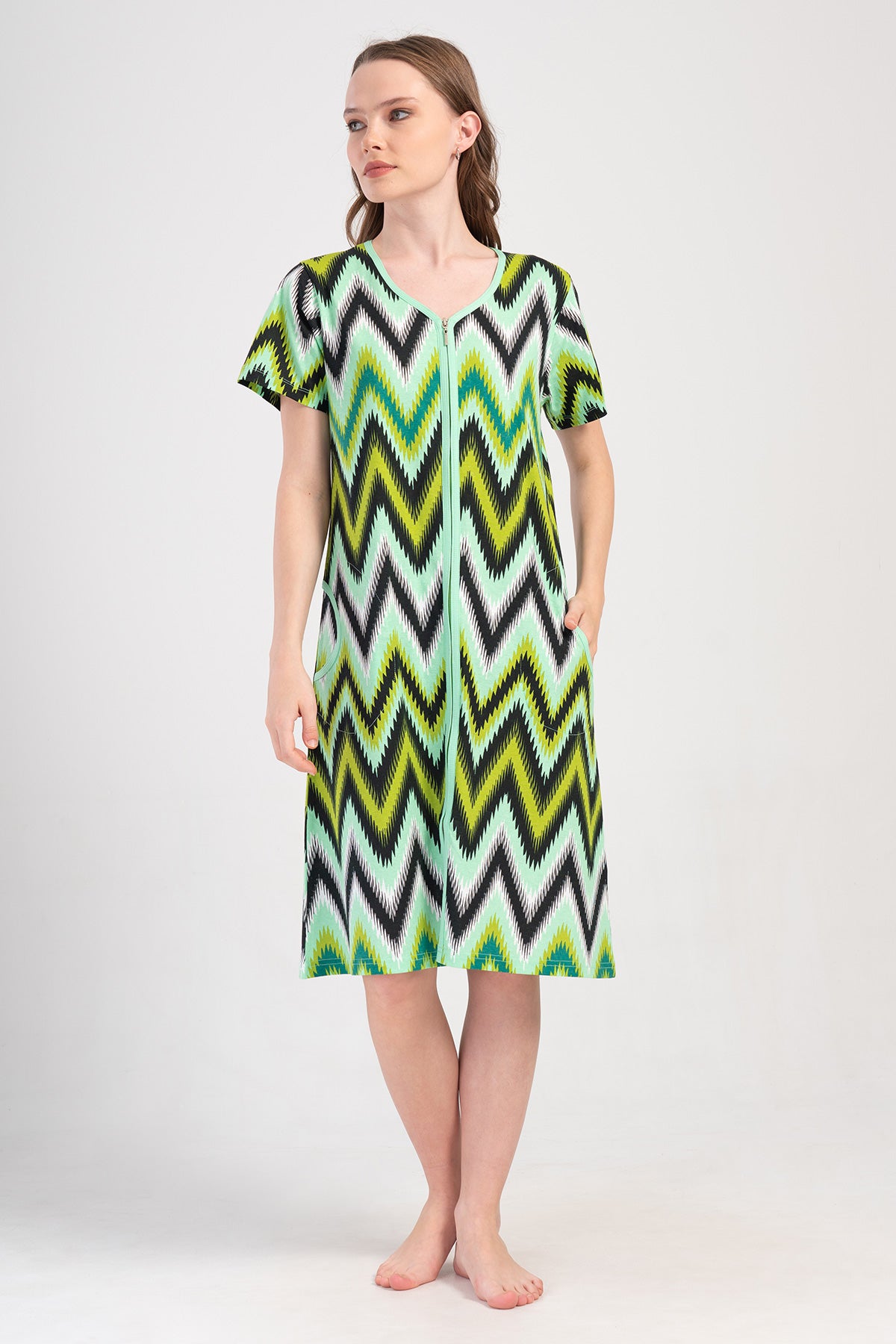 KADIN P.SUPREM KISA KOL FERMUARLI CEPLI EV ELBISESI