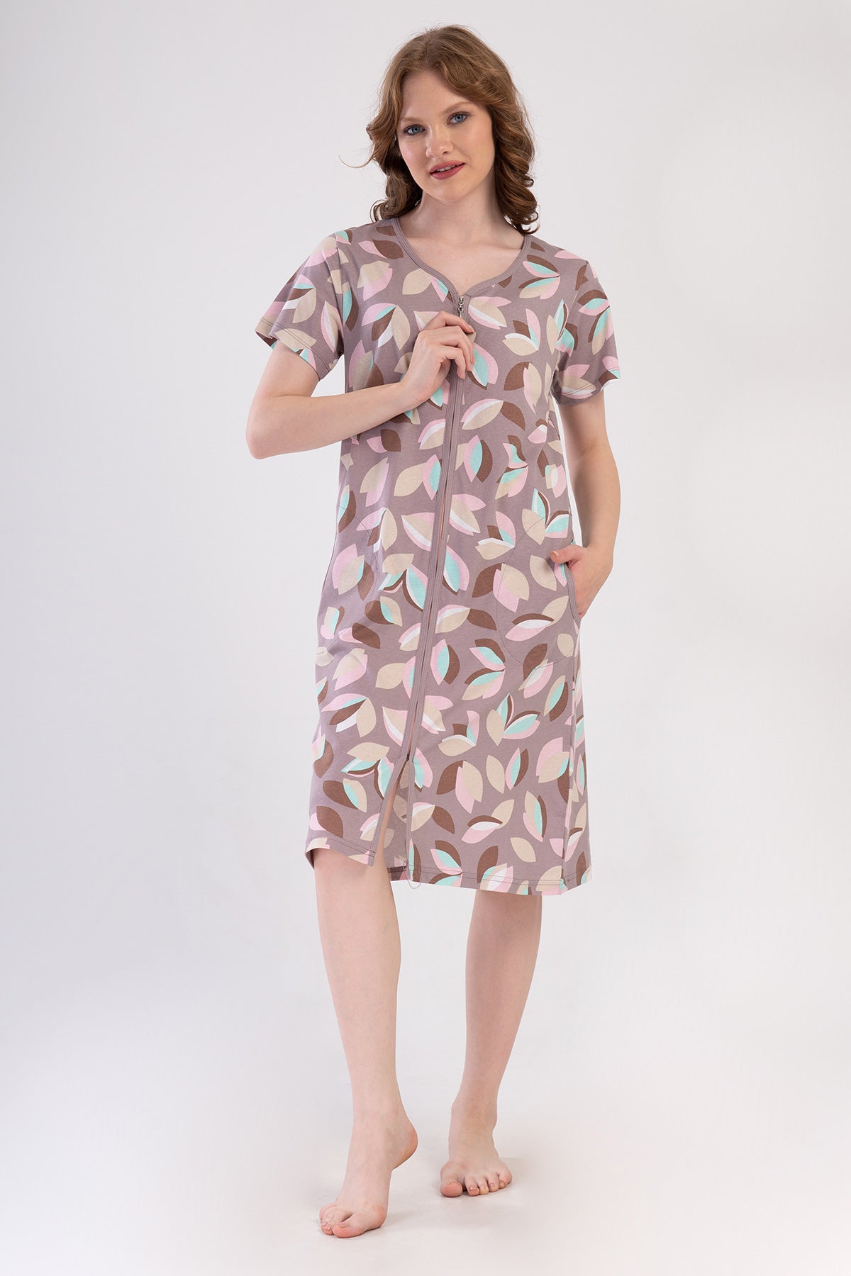 KADIN P.SUPREM KISA KOL FERMUARLI CEPLI EV ELBISESI