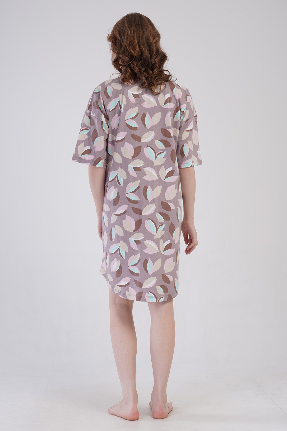 KADIN P.SUPREM DUSUK OMUZLU TAMAMI DUGMELI KISA KOL ETEGI OVAL GOMLEK TUNIK